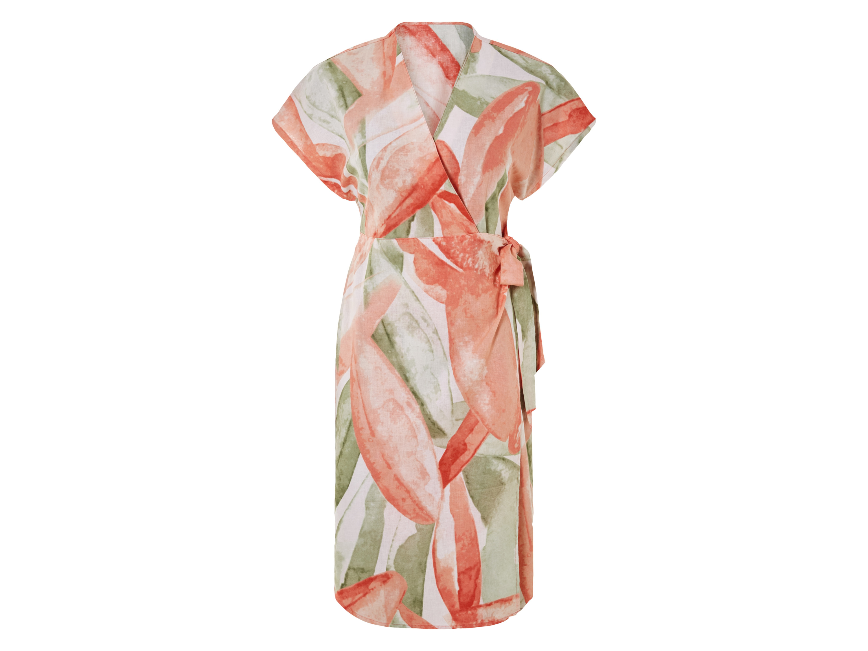 esmara Sukienka damska z lnem i bawełną Morelowy/taupe, 36