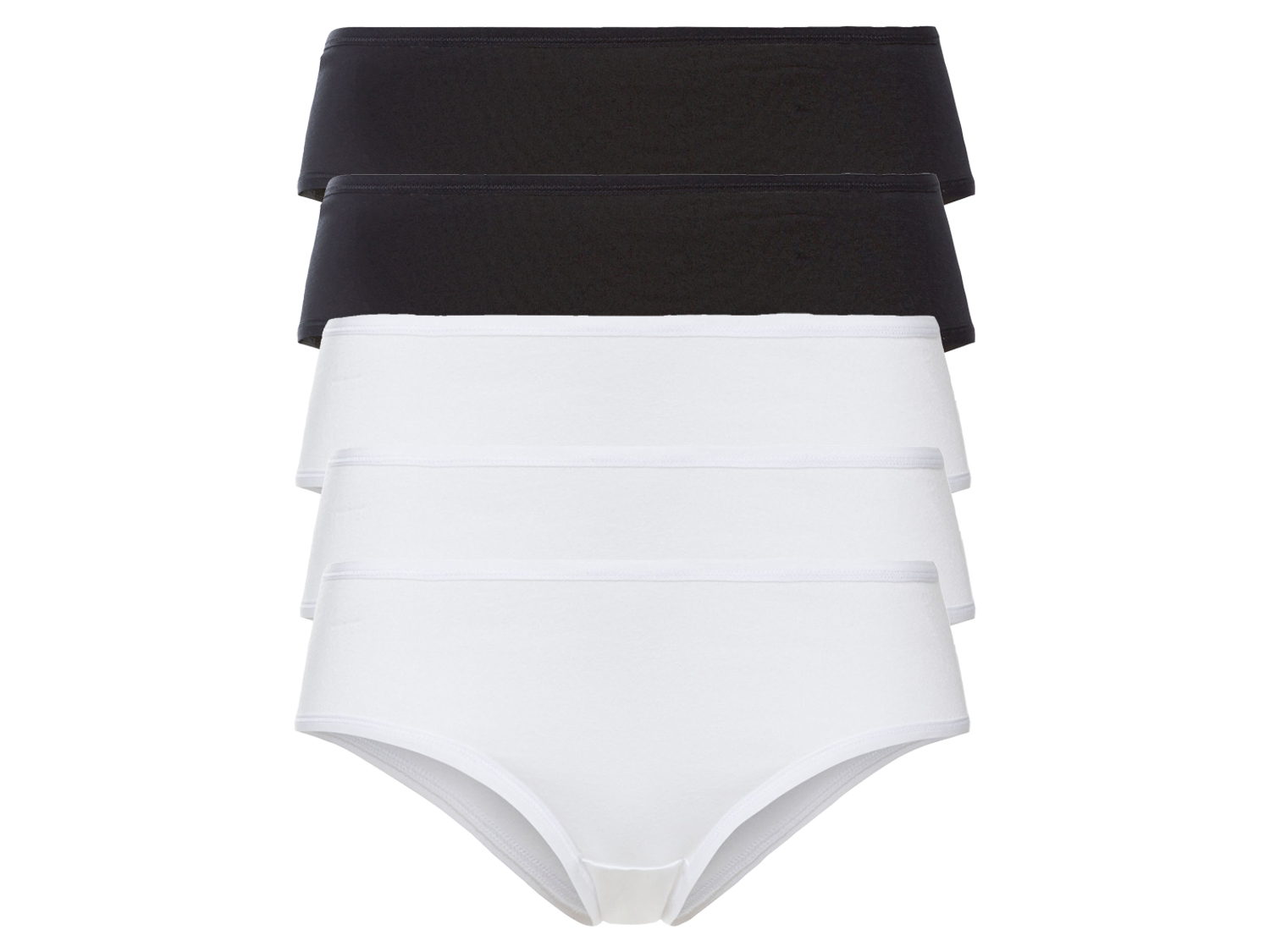 esmara Hipstery damskie z bawełny, 5 par Czarny / biały, XS 32/34