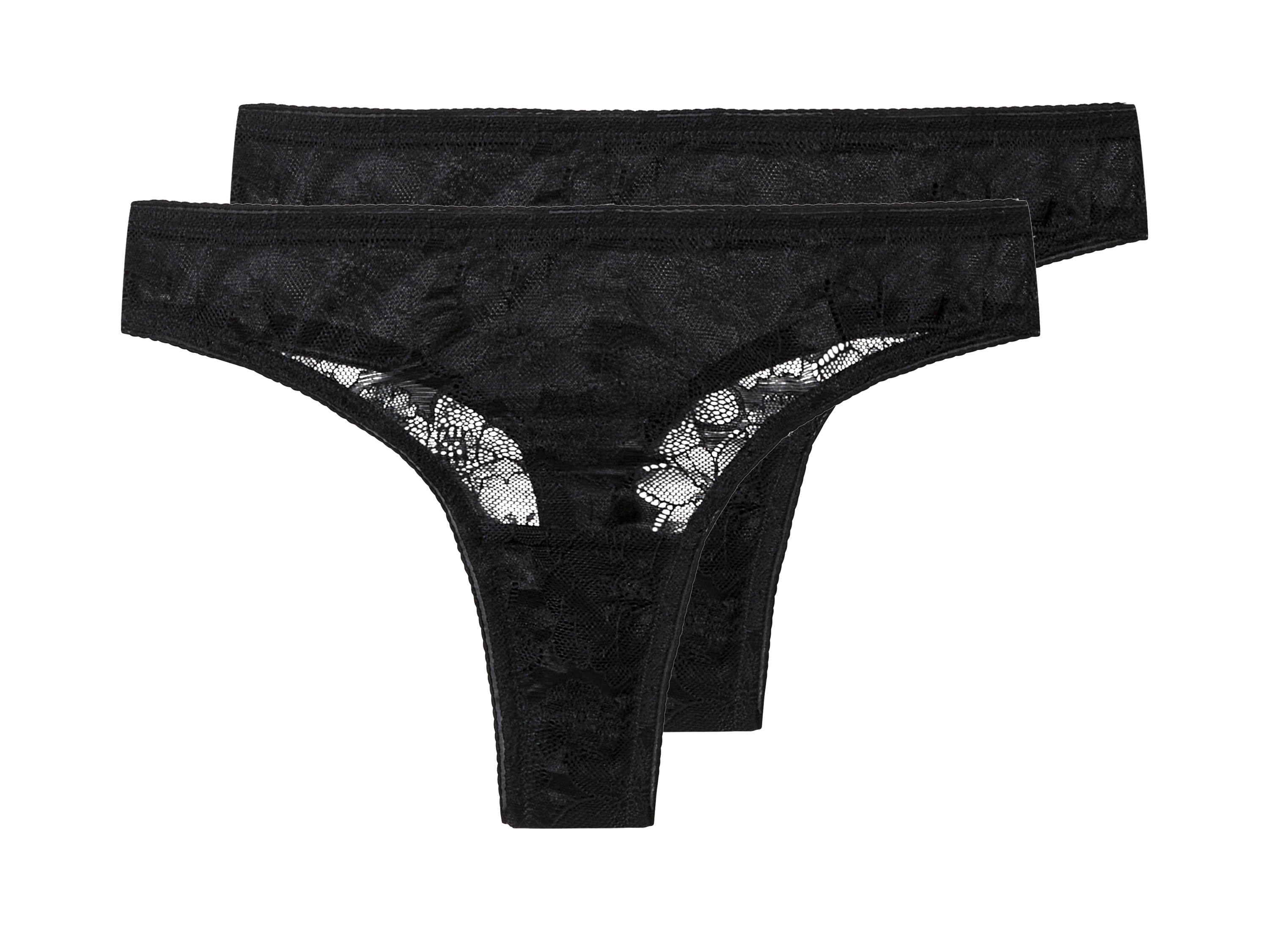 esmara Stringi damskie z koronką, 2 pary Czarny, XS 32/34