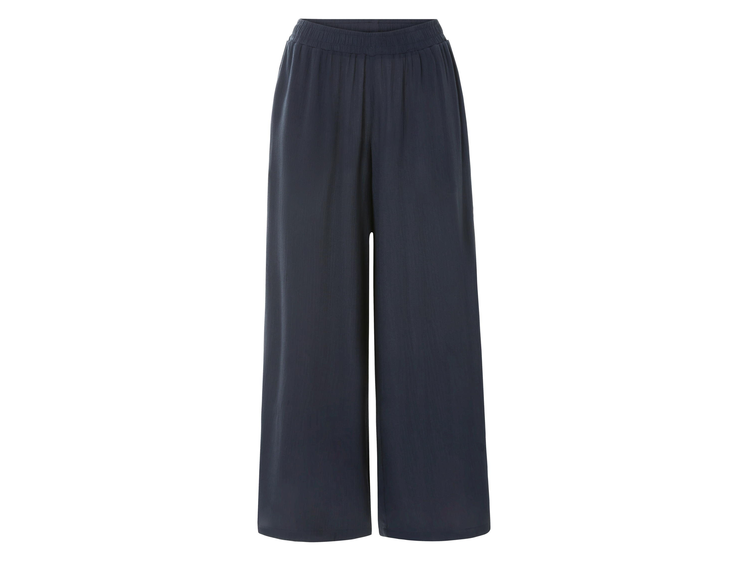 esmara Spodnie damskie z szerokimi nogawkami, z marszczoną strukturą Granatowy, XS 32/34