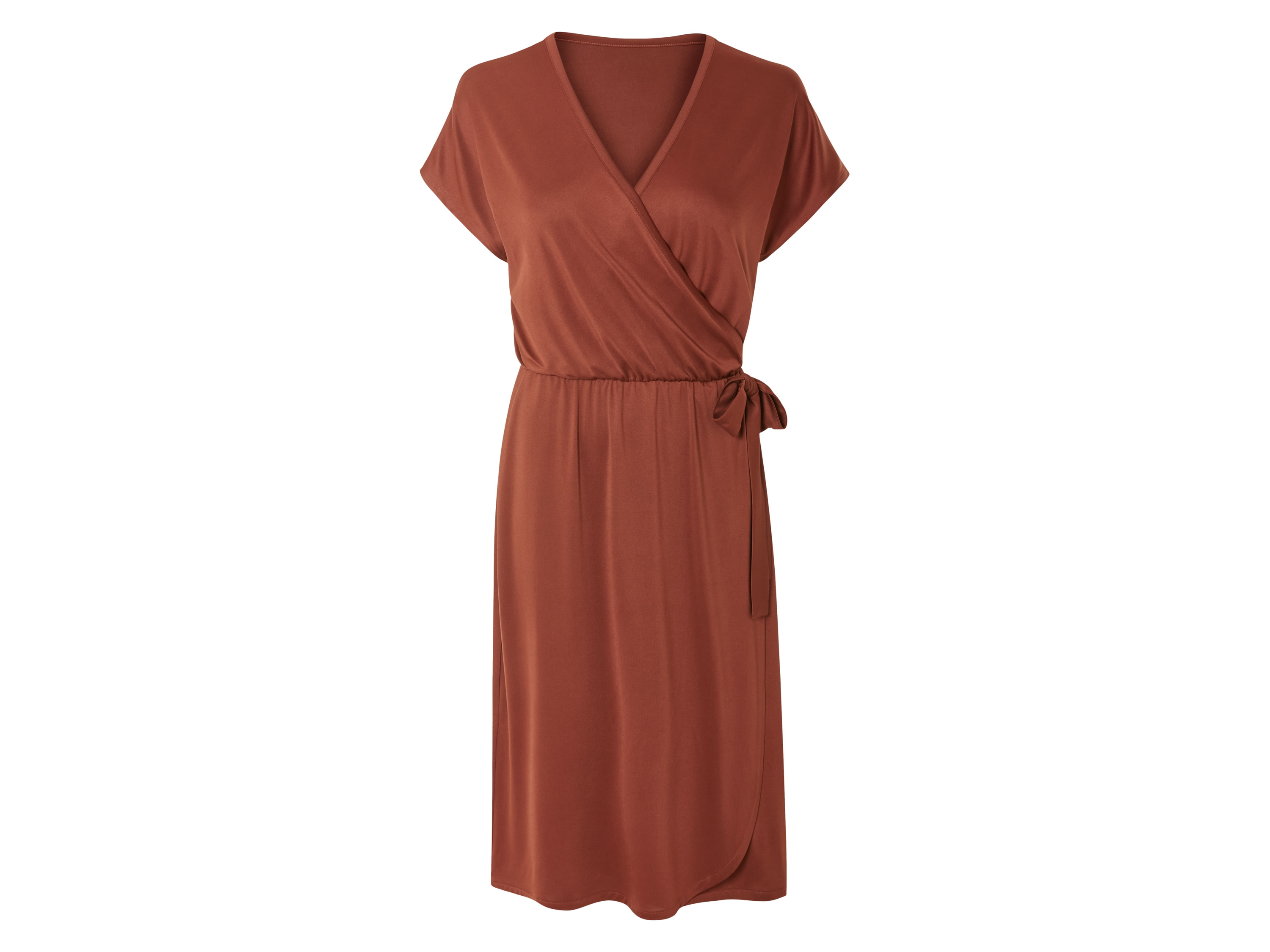 esmara Sukienka damska z kopertowym dekoltem Brązowy, S36/38