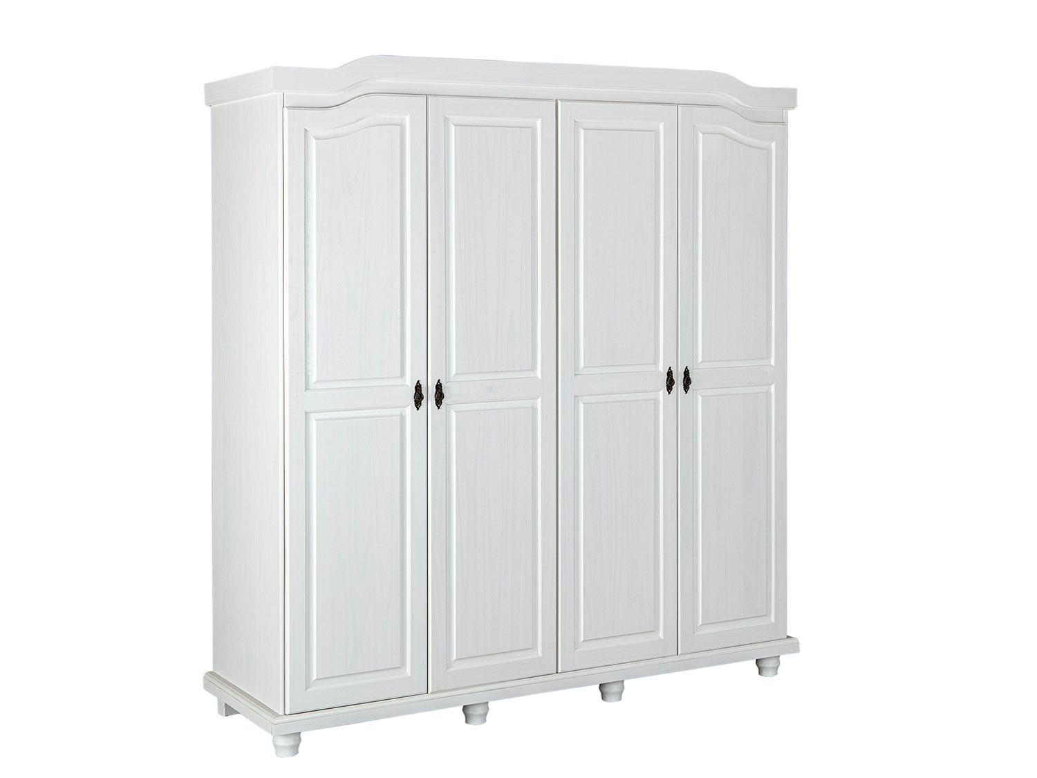 Inter Link Szafa w stylu wiejskim, z lakierowanego drewna litego. 4-drzwiowy, Biały