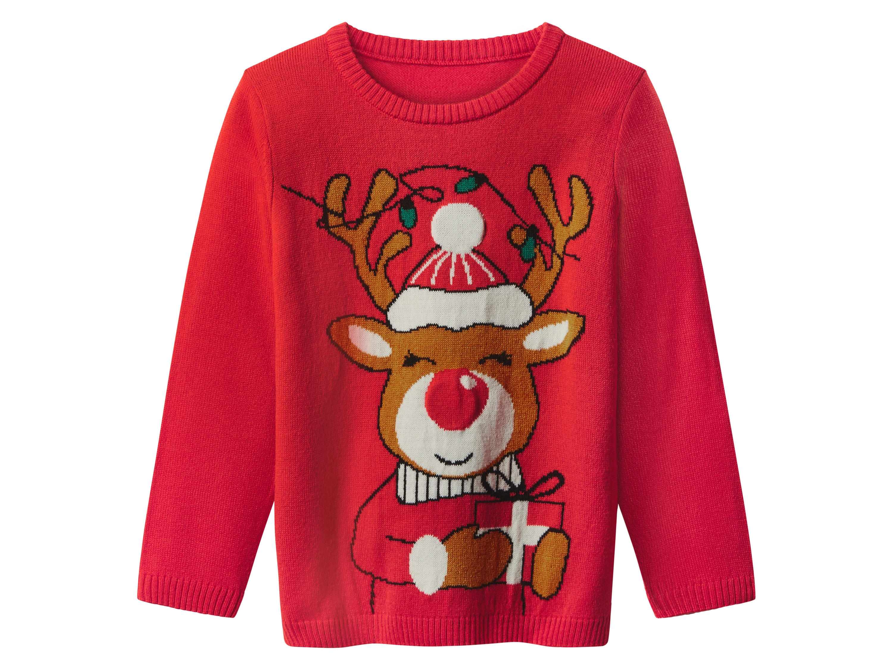 lupilu Sweter świąteczny dziecięcy z efektem LED Czerwony, 98/104