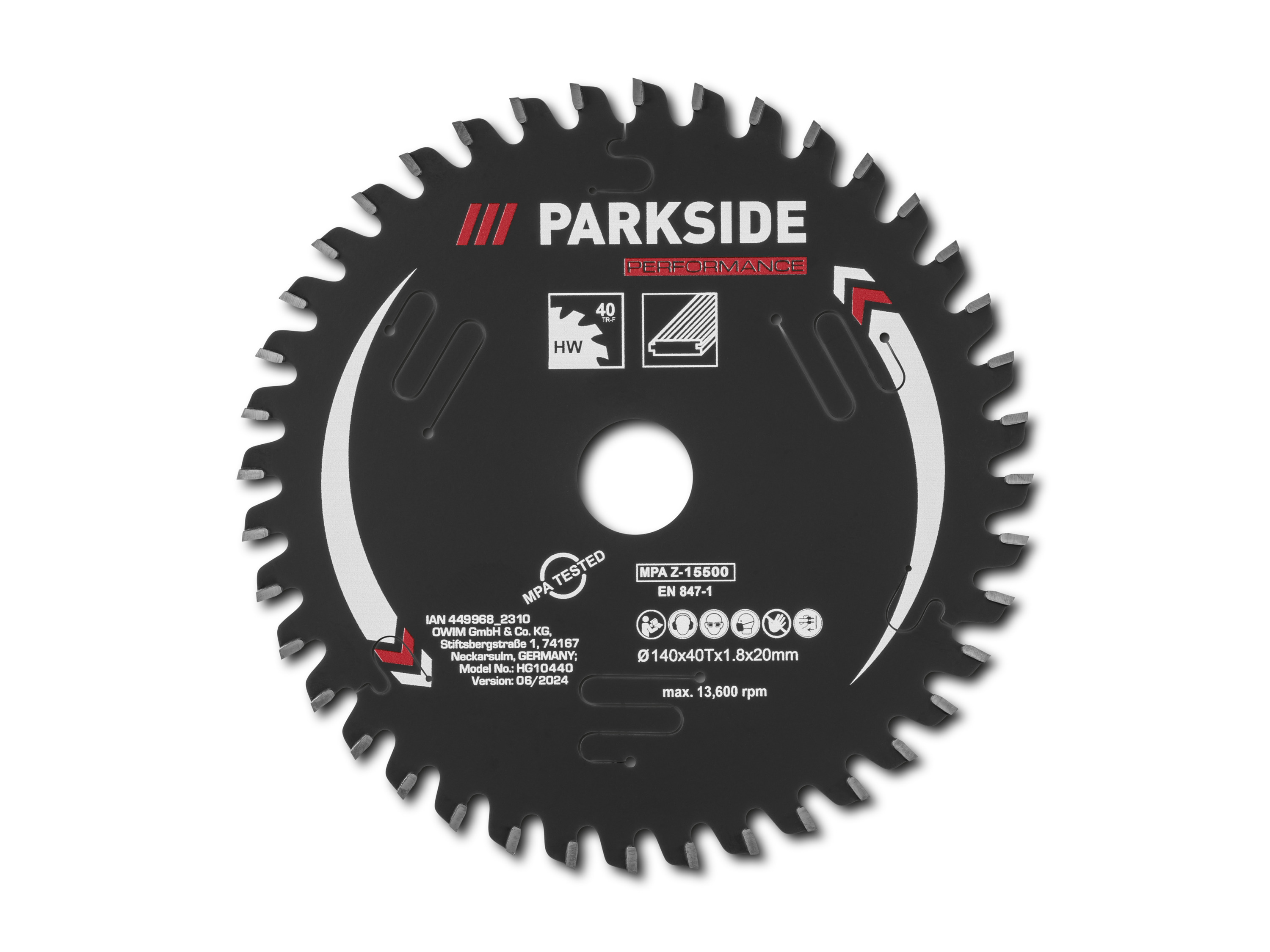 Parkside Performance Brzeszczoty do piły tarczowej, Ø 140 mm 40-zębowa do laminatu