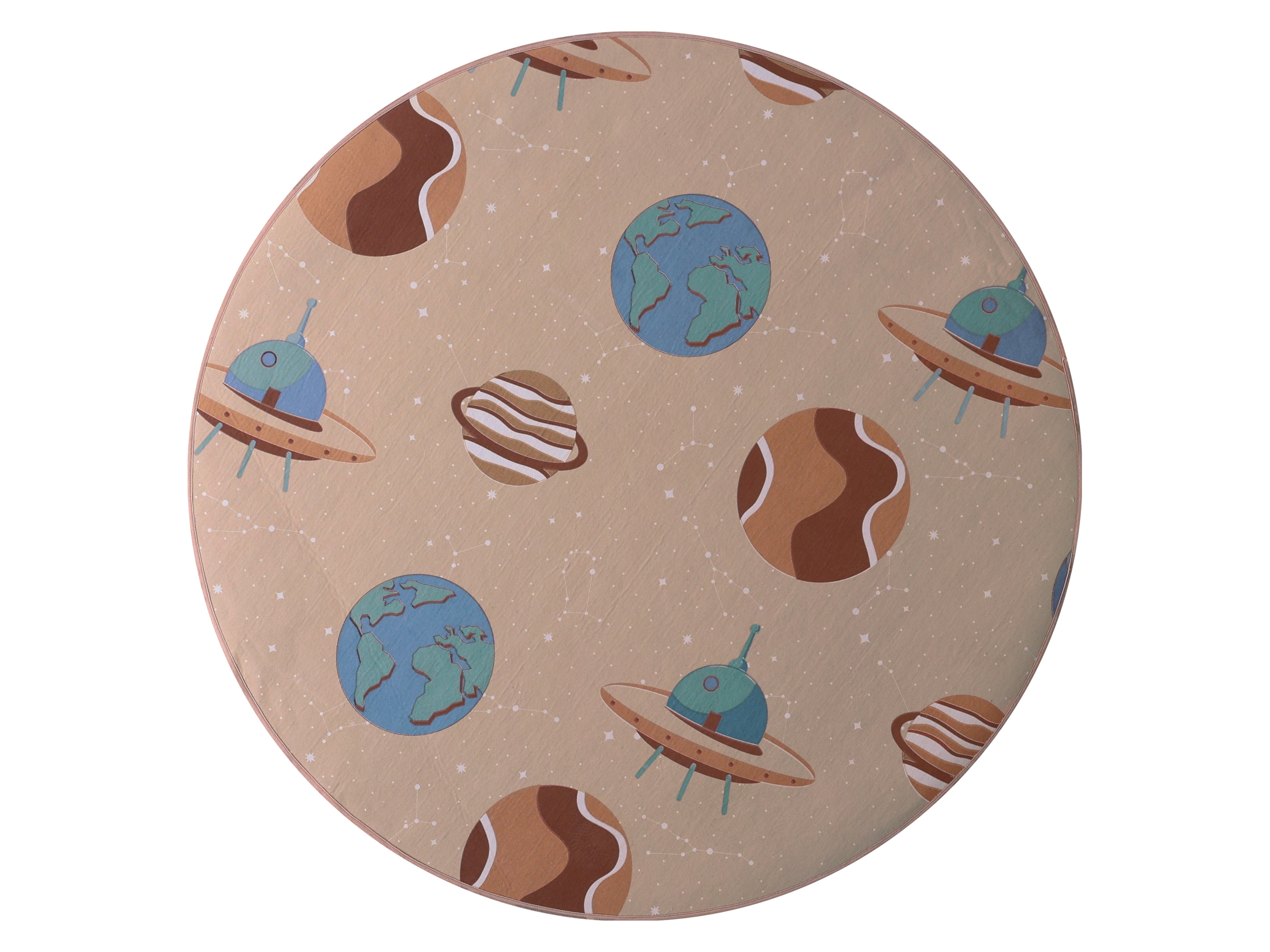 Livarno home Dywan dziecięcy, Ø 120 cm, ze wzorami świecącymi w ciemności Beżowy