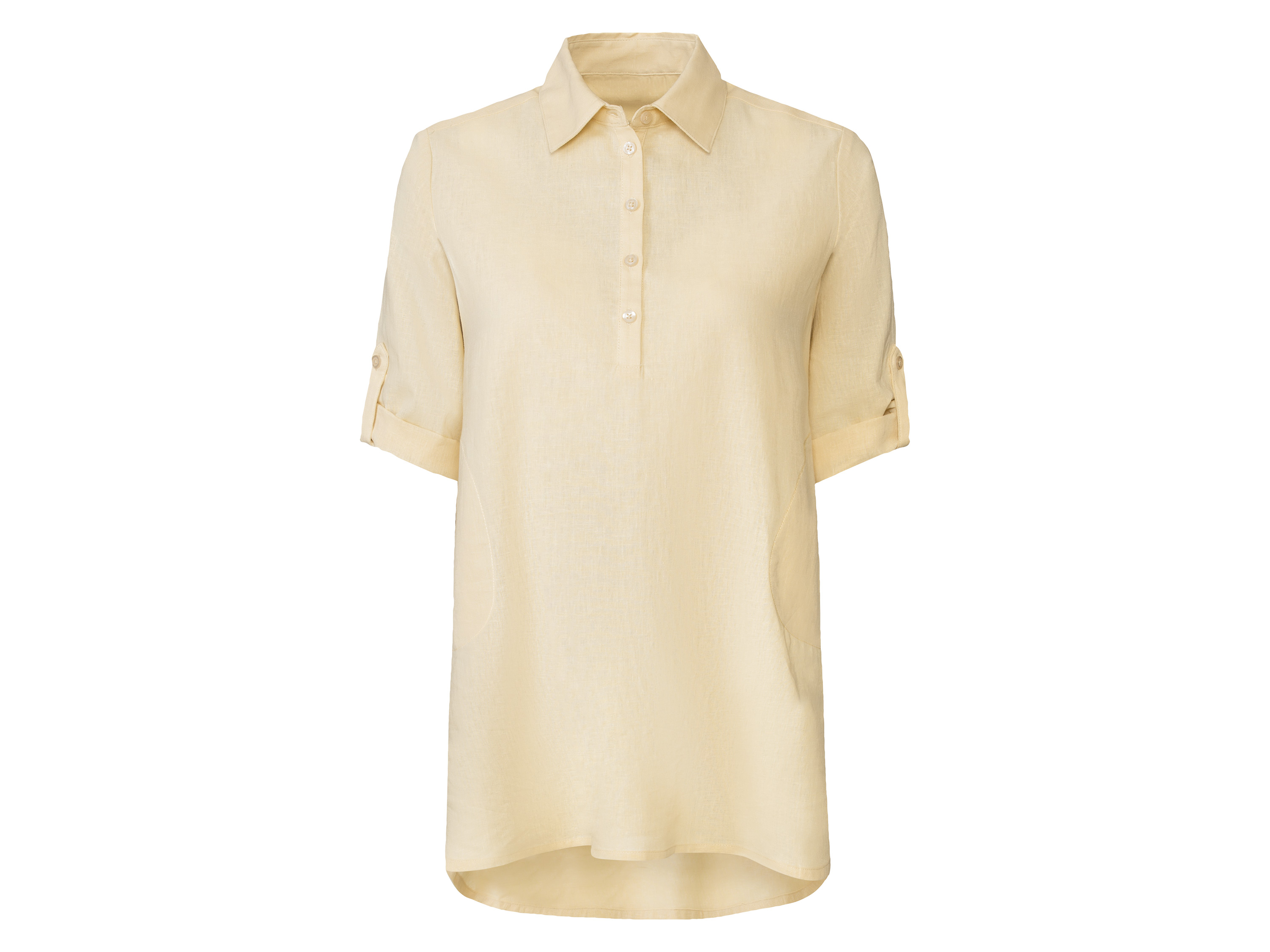 esmara Sukienka damska z lnem i podwijanymi rękawami Beżowy, 40