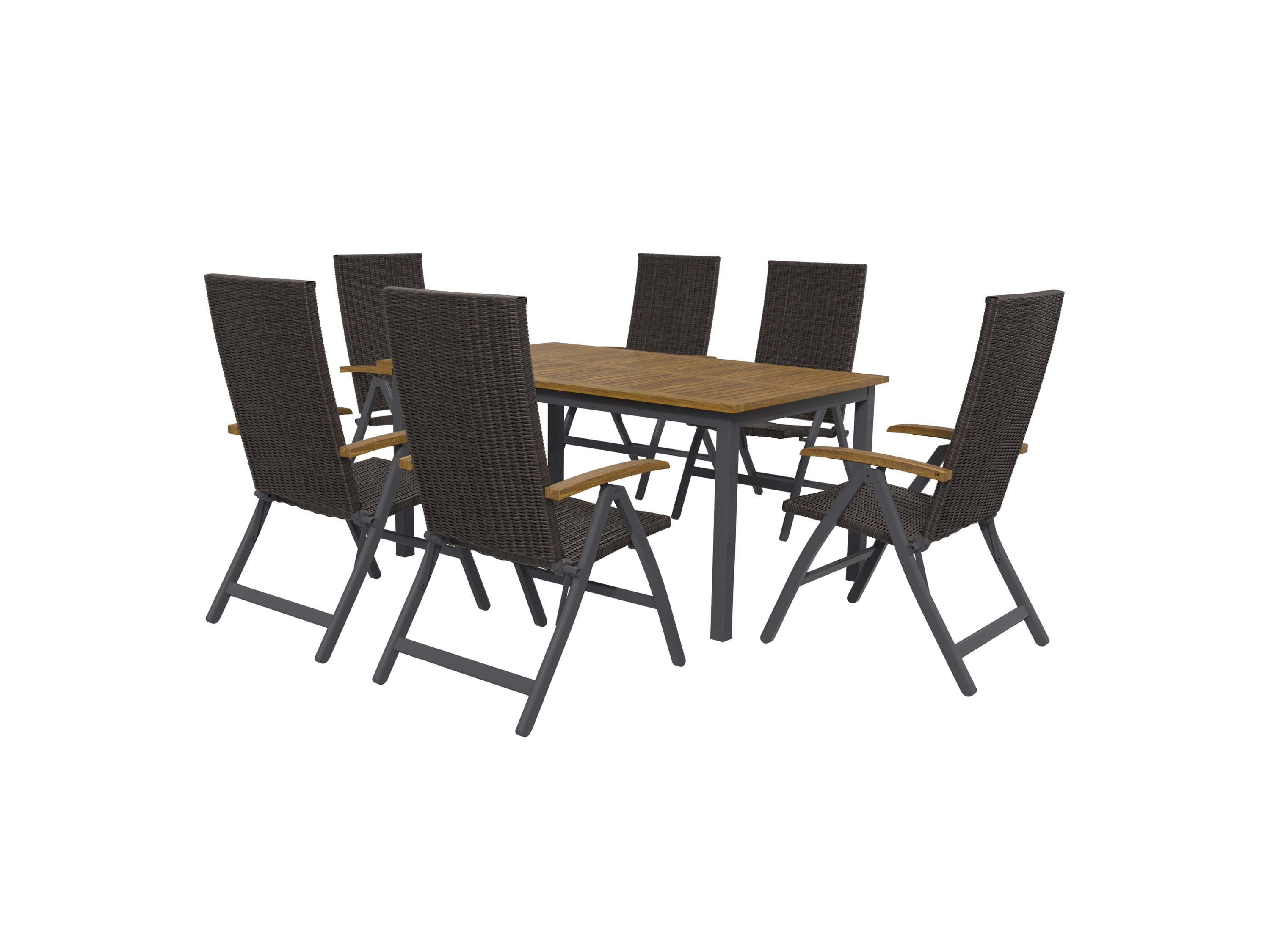 Livarno home Zestaw mebli ogrodowych z plecionki Valencia, stół i 6 foteli