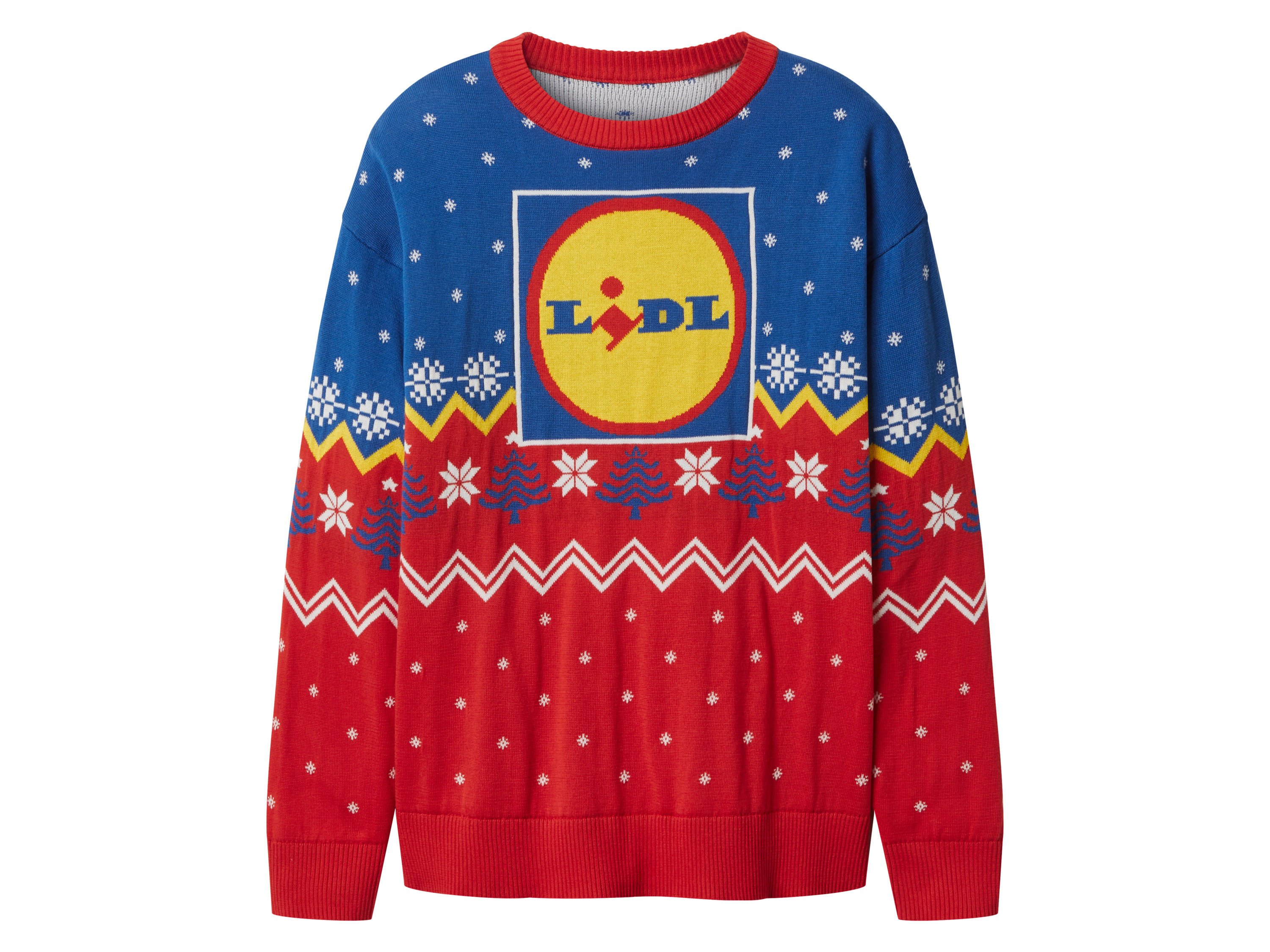Sweter świąteczny damski z kolekcji Lidl Fan Lidl/niebieski/czerwony, S36/38