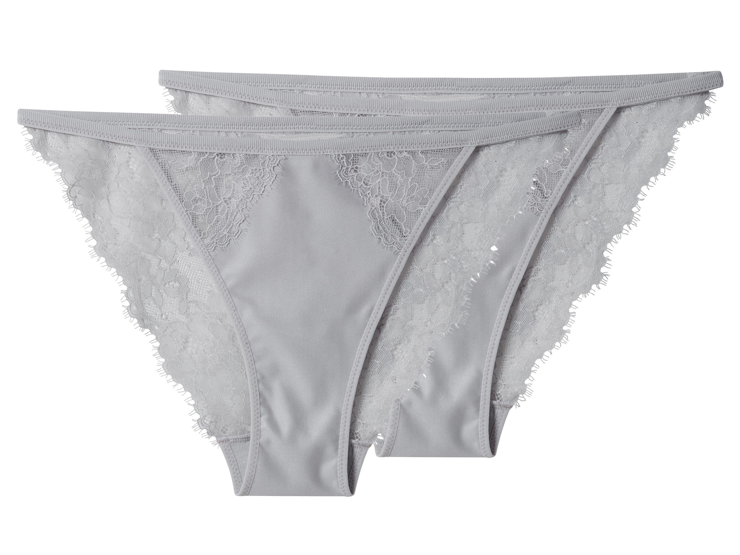 esmara Majtki figi damska z koronką, 2 pary Srebrny, S36/38