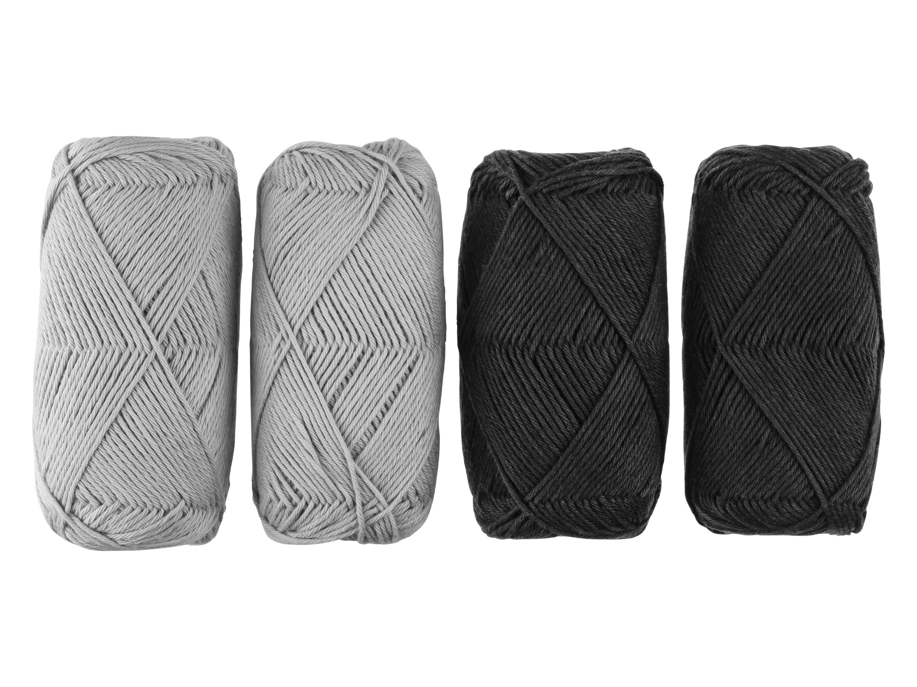 crelando Zestaw bawełnianej przędzy, 4 x 50 g Szary/ czarny