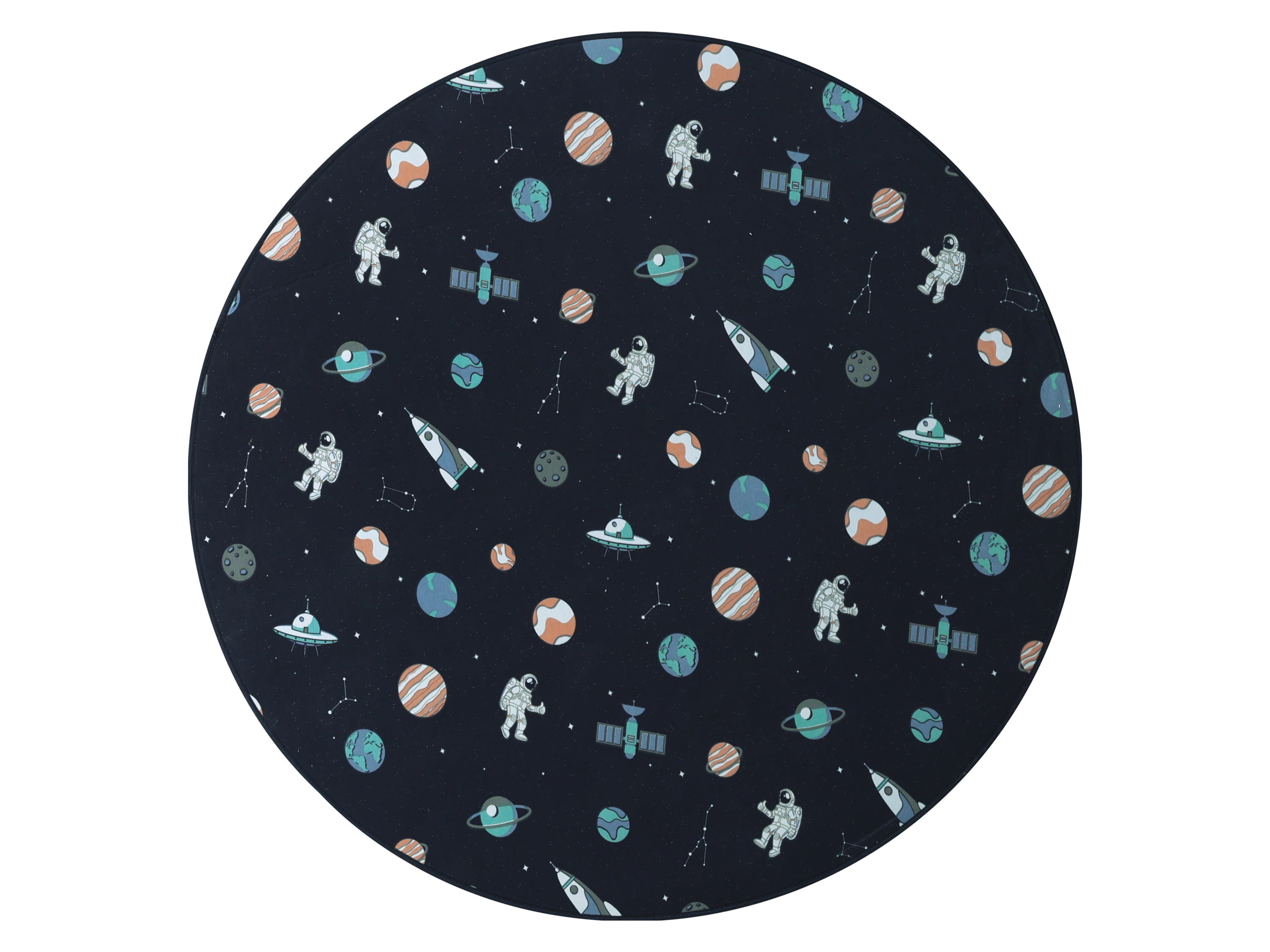 Livarno home Dywan dziecięcy, Ø 120 cm, ze wzorami świecącymi w ciemności Niebieski