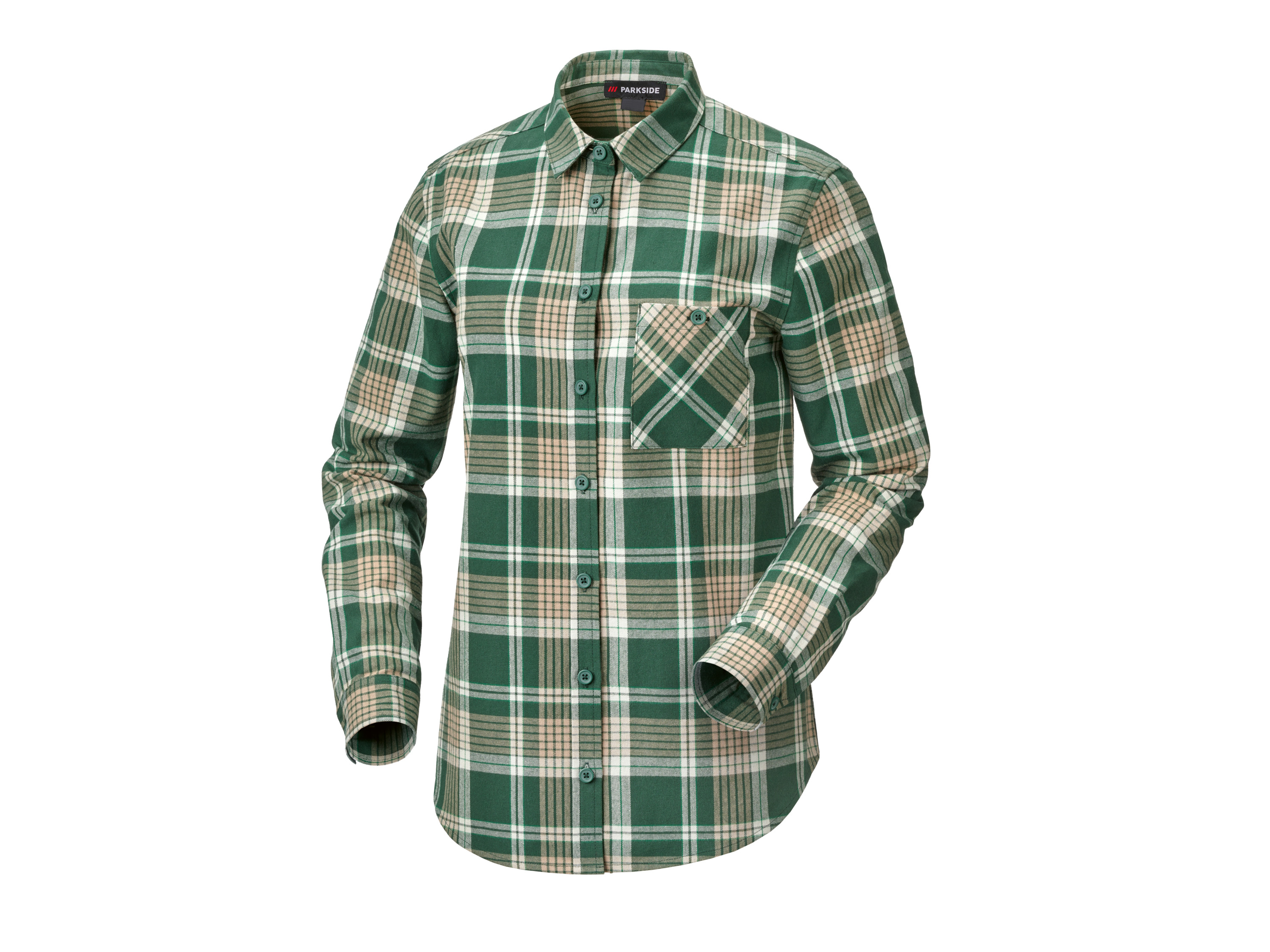 Parkside Bluzka flanelowa damska z bawełny zielony/beżowy/biały, 42