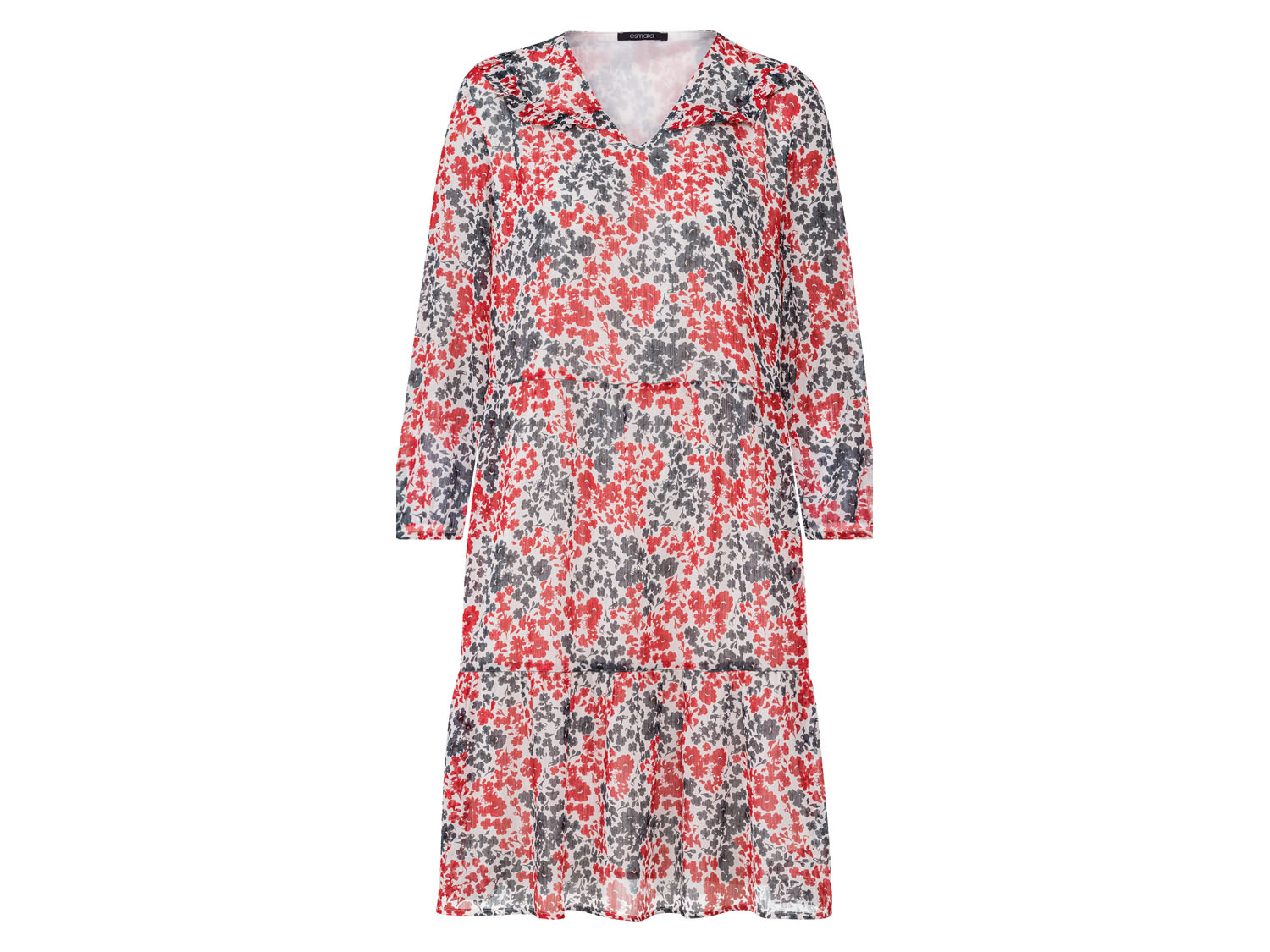 esmara Damska sukienka szyfonowa z falbanką, 1 szt. Niebieski/czerwony, 44