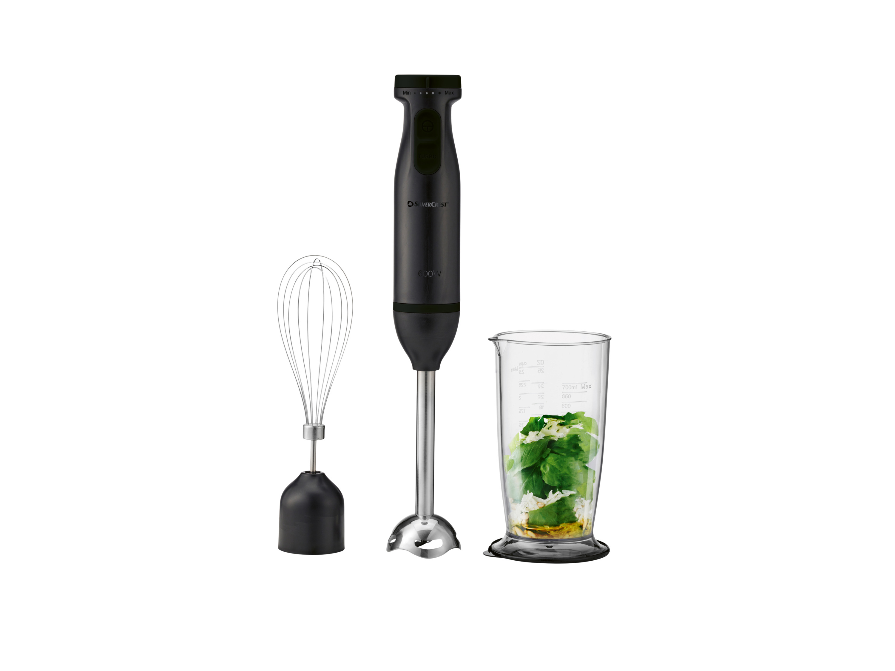 Silvercrest Blender ręczny z zestawem akcesoriów, 600 W, Ssms 600 E5 Czarny