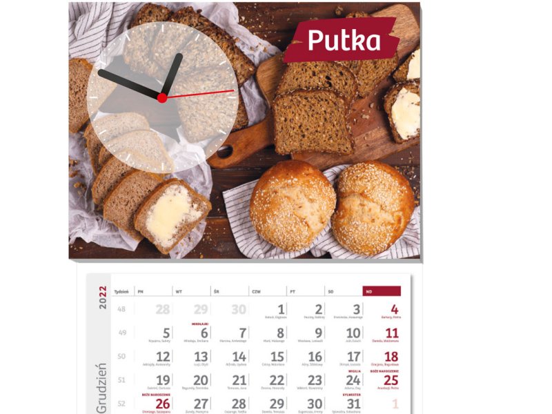 Kalendarz z zegarem - Piekarnie Cukiernie Putka