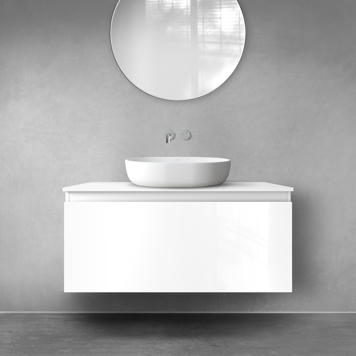 Darmowa Dostawa - Szafka z blatem 100x46.4x48.6 cm podumywalkowa wisząca biała Oltens Vernal 68105000