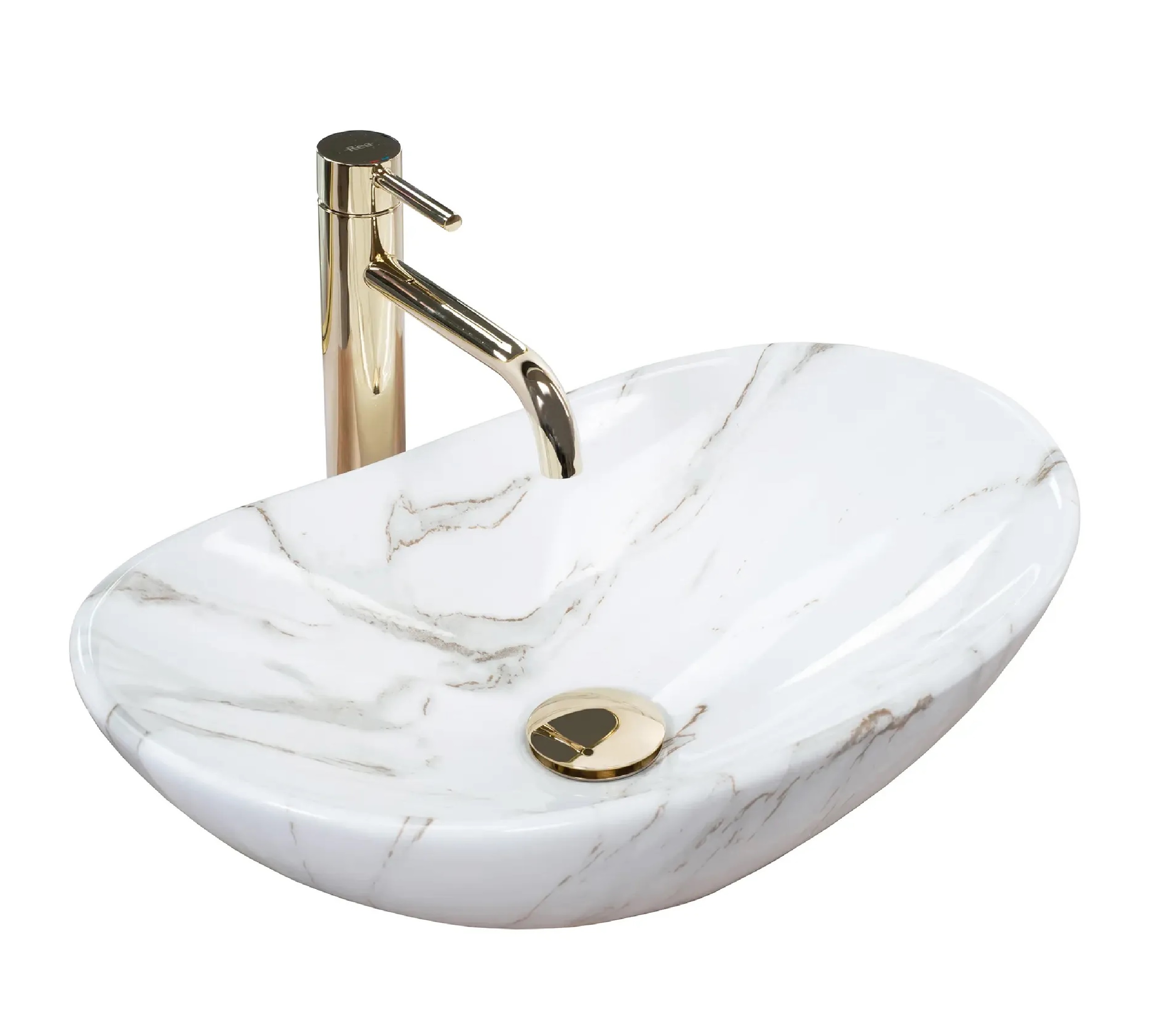 Darmowa Dostawa - Umywalka 48x30.5 cm owalna szary/kamień Rea Royal REAU5063