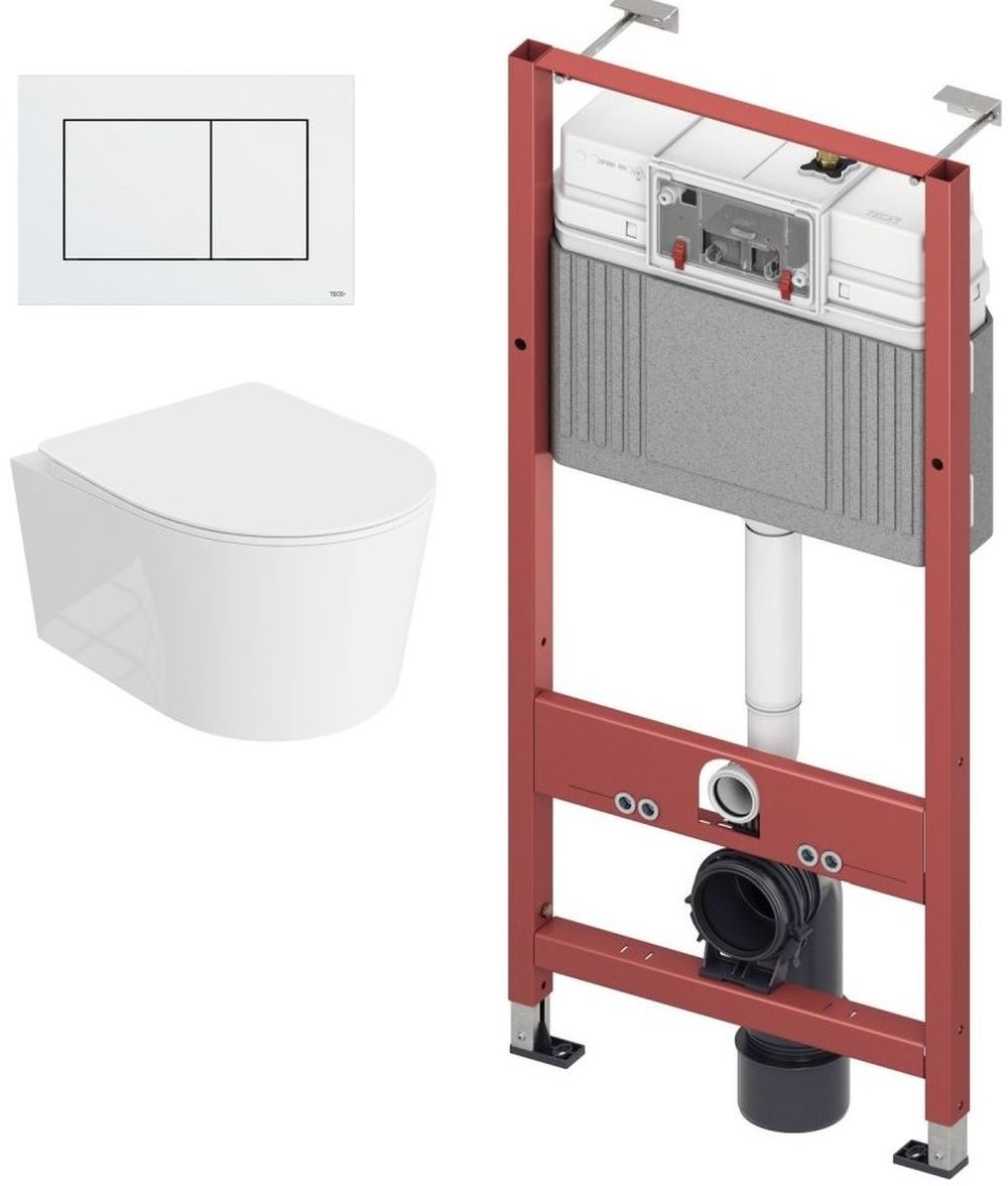 Darmowa Dostawa - Zestaw miska z deską i stelaż z przyciskiem LaVita Loso abset5221