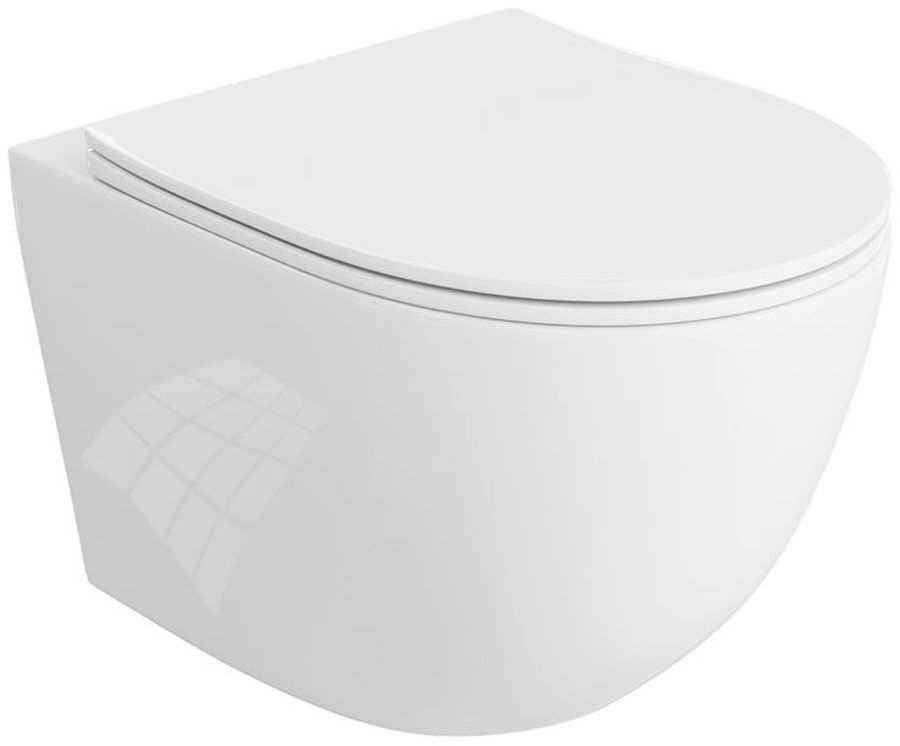 Darmowa Dostawa - Miska WC z deską wolnoopadającą wisząca bez kołnierza spłukiwanie wirowe biały połysk LaVita Sinto 5900378334798