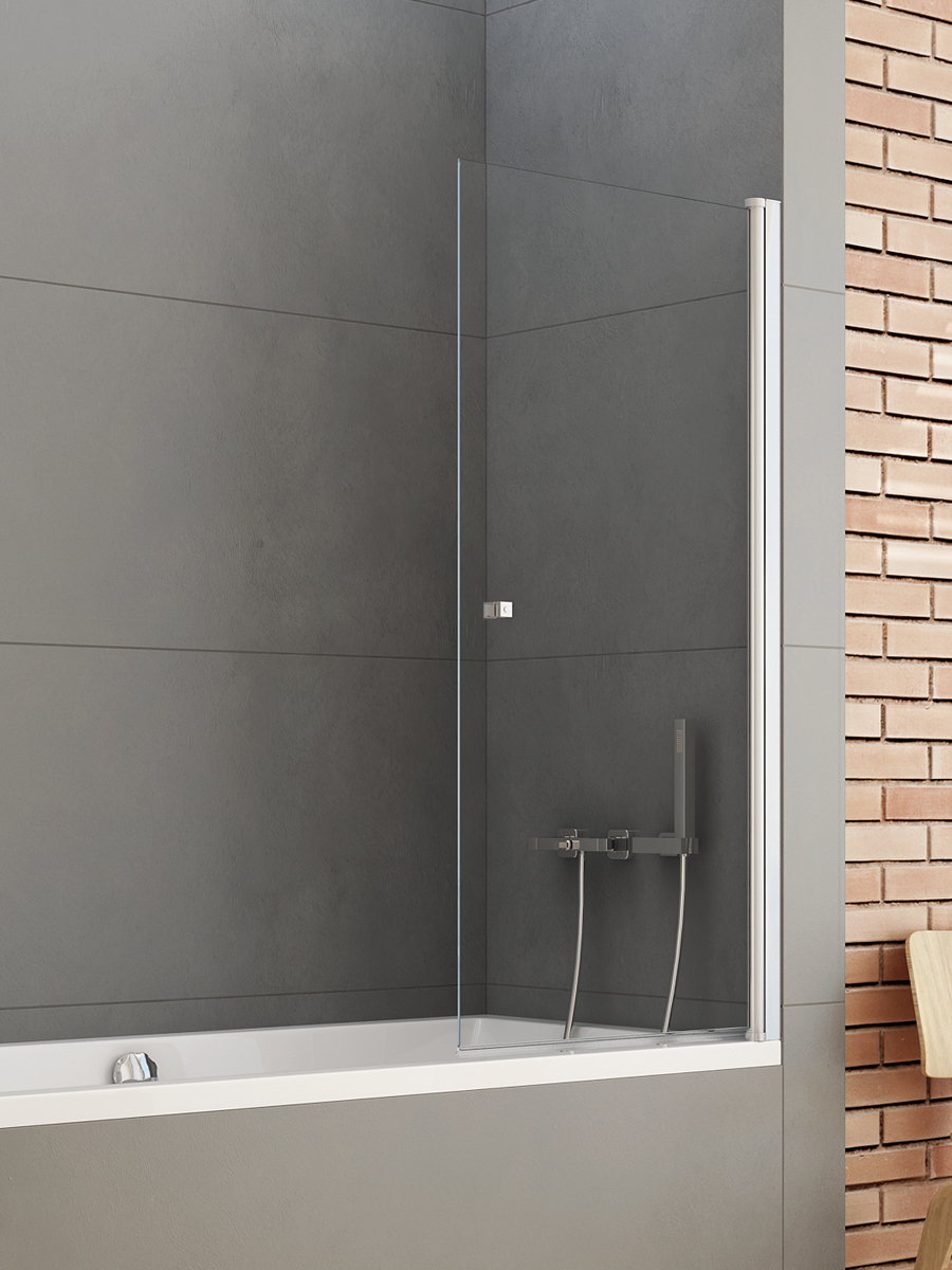 Darmowa Dostawa - Parawan nawannowy 60 cm 1-częściowy chrom połysk/szkło przezroczyste New Trendy New Soleo P0065