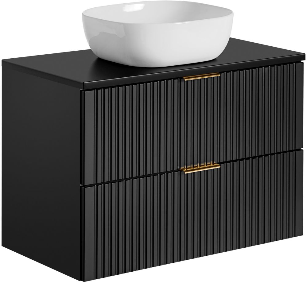 Darmowa Dostawa - Umywalka z szafką i blatem 80 cm czarną Comad Adel Black abset6124