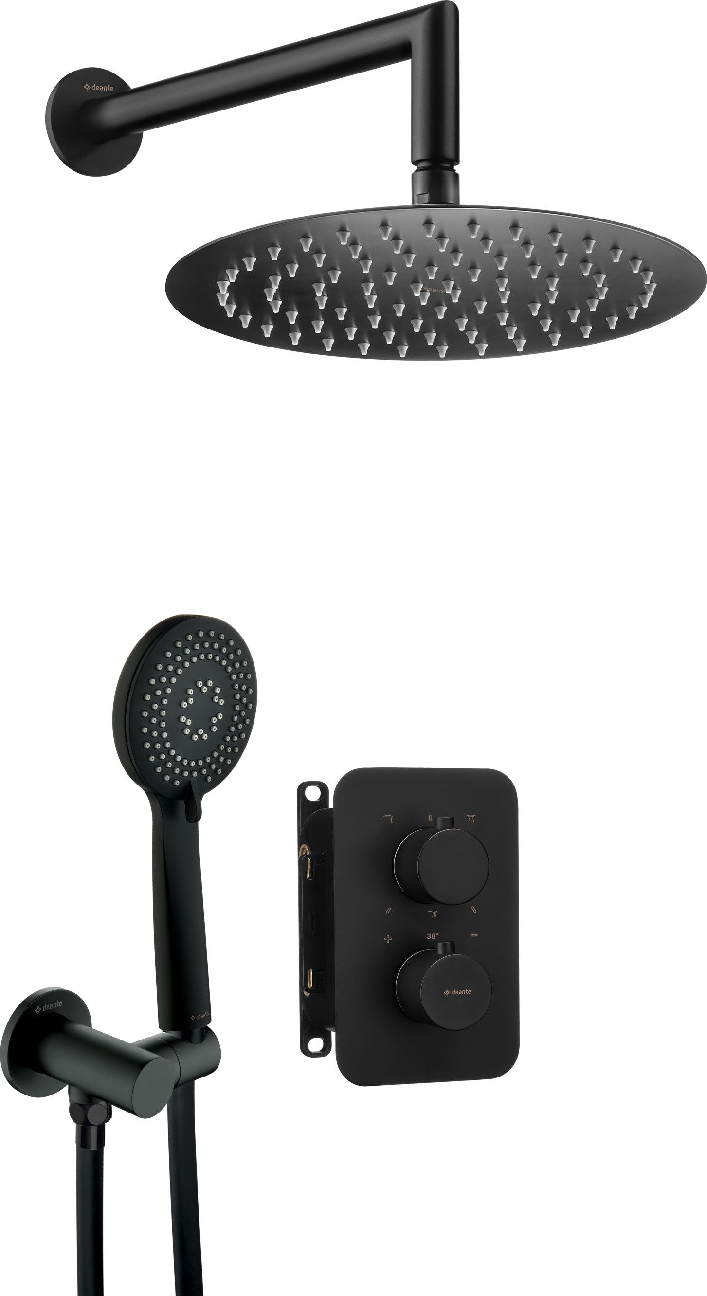 Darmowa Dostawa - Zestaw prysznicowy podtynkowy termostatyczny z deszczownicą czarny Deante Box BXYZNEBT