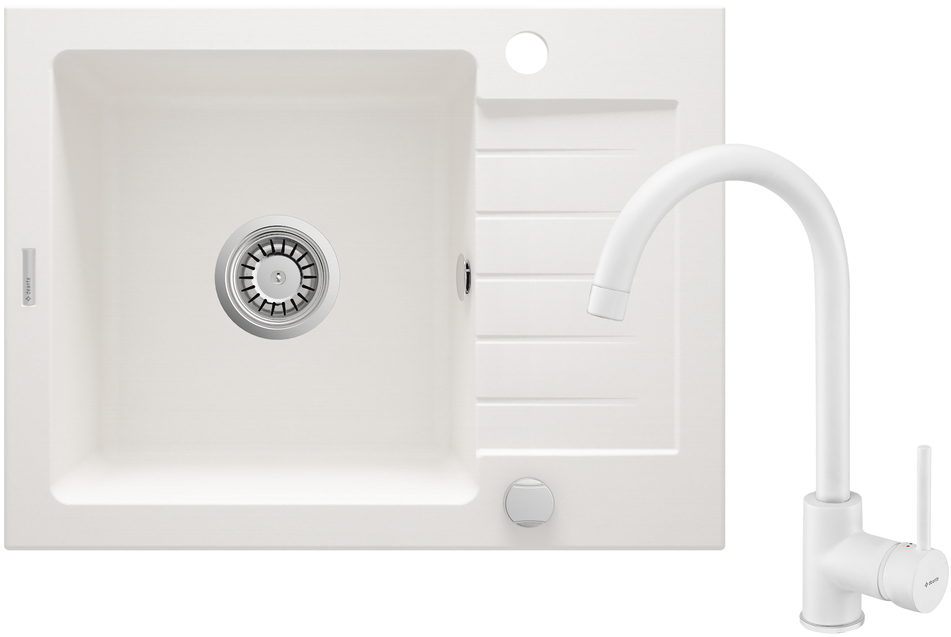 Darmowa Dostawa - Zlewozmywak z baterią biały/biały Deante Zorba ZQZAA11A