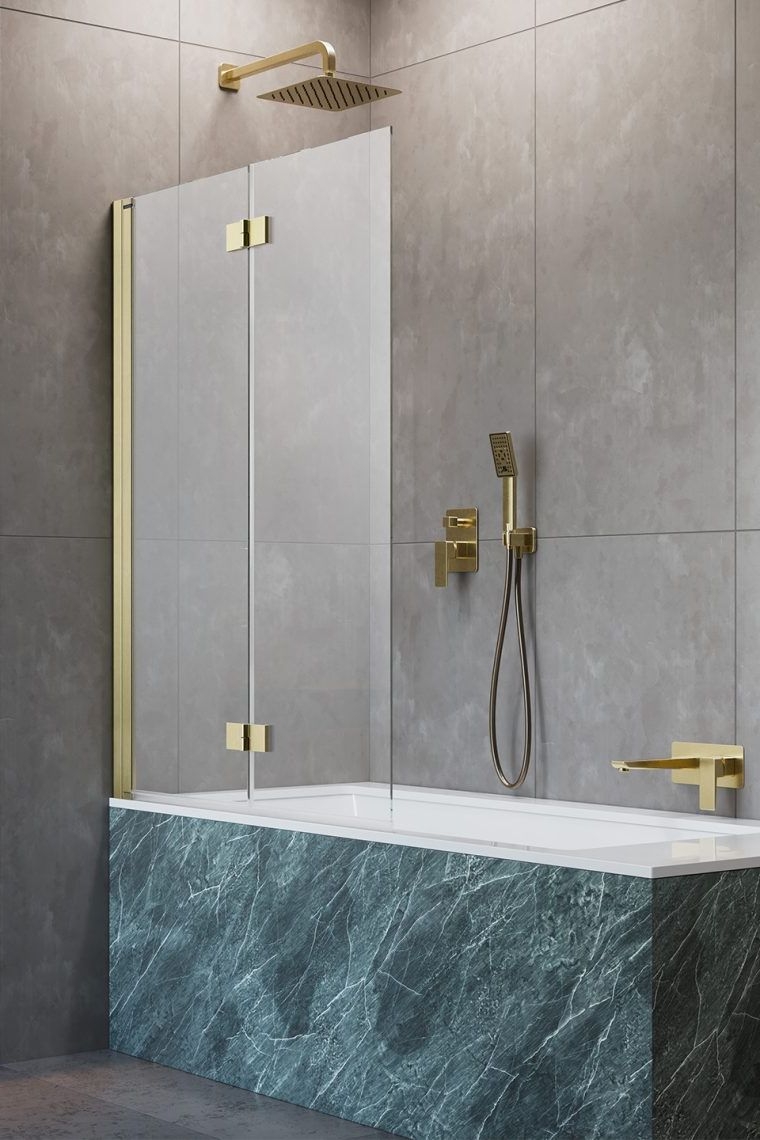 Darmowa Dostawa - Parawan nawannowy 120 cm 2-częściowy złoty szczotkowany/szkło przezroczyste Radaway Nes PND I 100101209901L