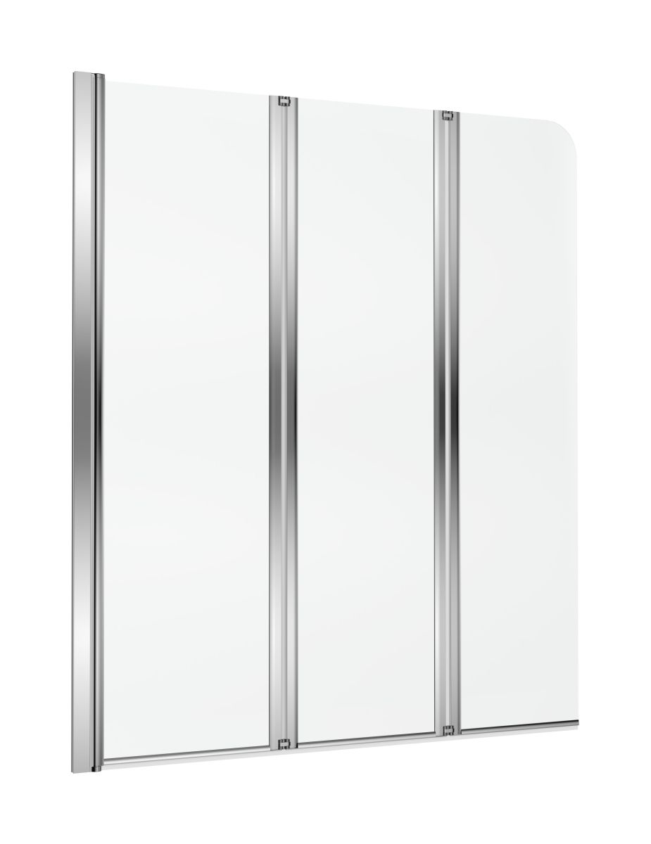 Darmowa Dostawa - Parawan nawannowy 120 cm 3-częściowy chrom połysk/szkło przezroczyste Axel KAAX13091200LE