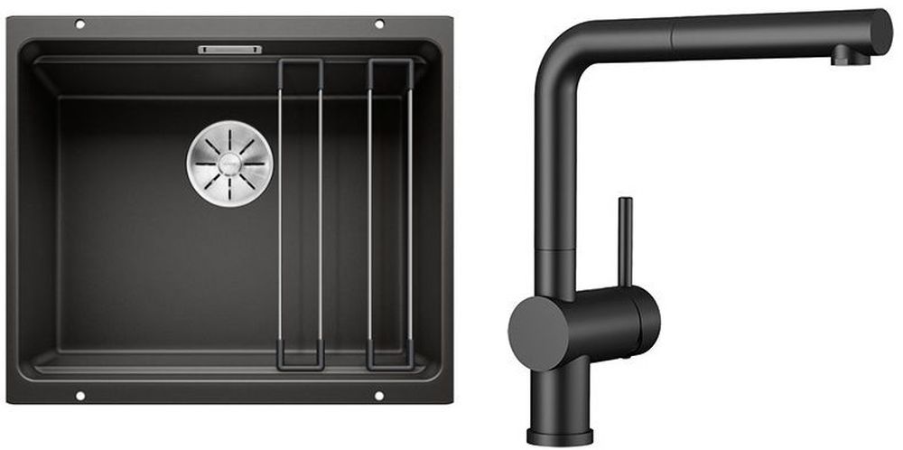 Darmowa Dostawa - Zlewozmywak z baterią czarny/czarny Blanco Etagon 500-U abset8550