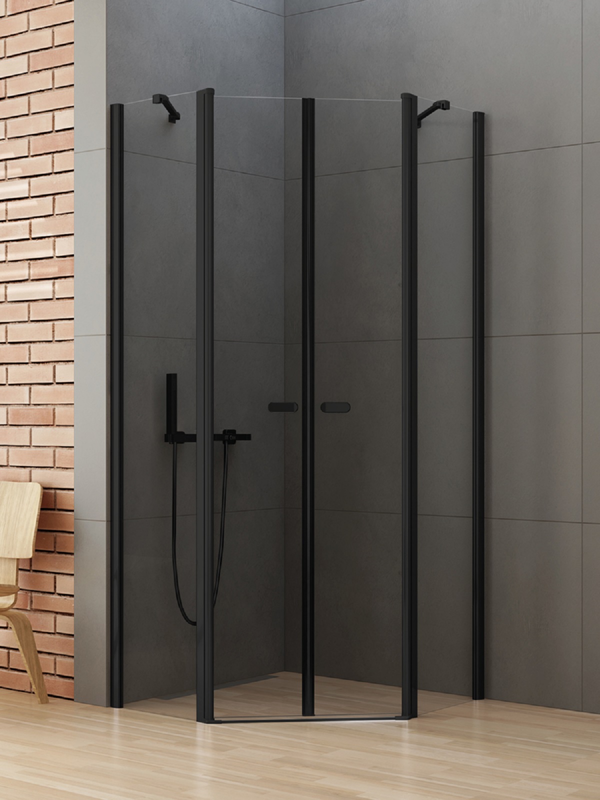 Darmowa Dostawa - Kabina prysznicowa 90x90 cm czarny mat/szkło przezroczyste New Trendy New Soleo Black K0617