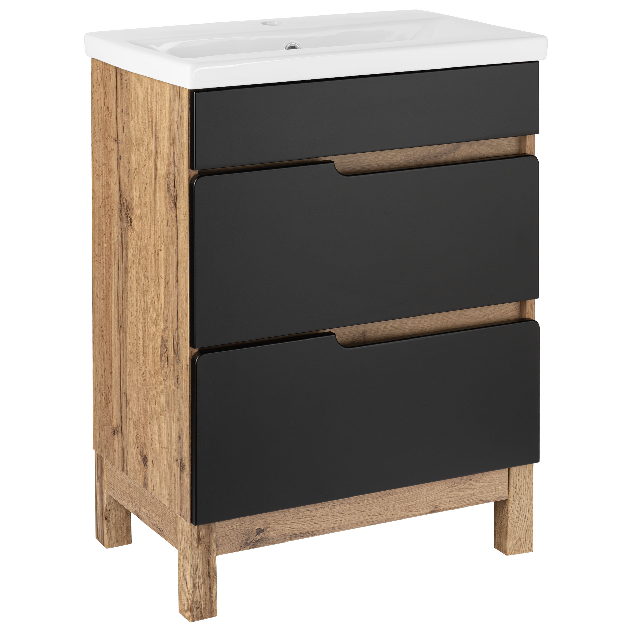 Darmowa Dostawa - Umywalka z szafką 61 cm czarną Astor Alma AMSKU642BN
