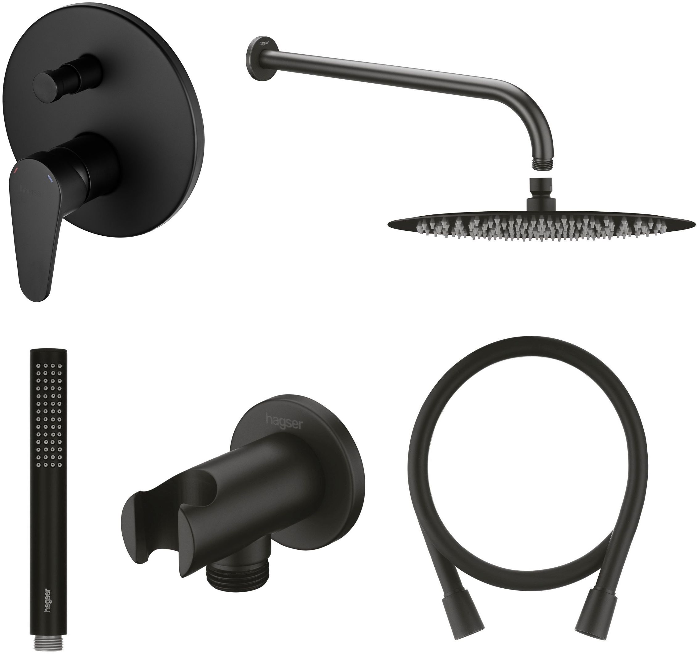 Darmowa Dostawa - Zestaw prysznicowy podtynkowy z deszczownicą czarny Hagser Della HGR23000036