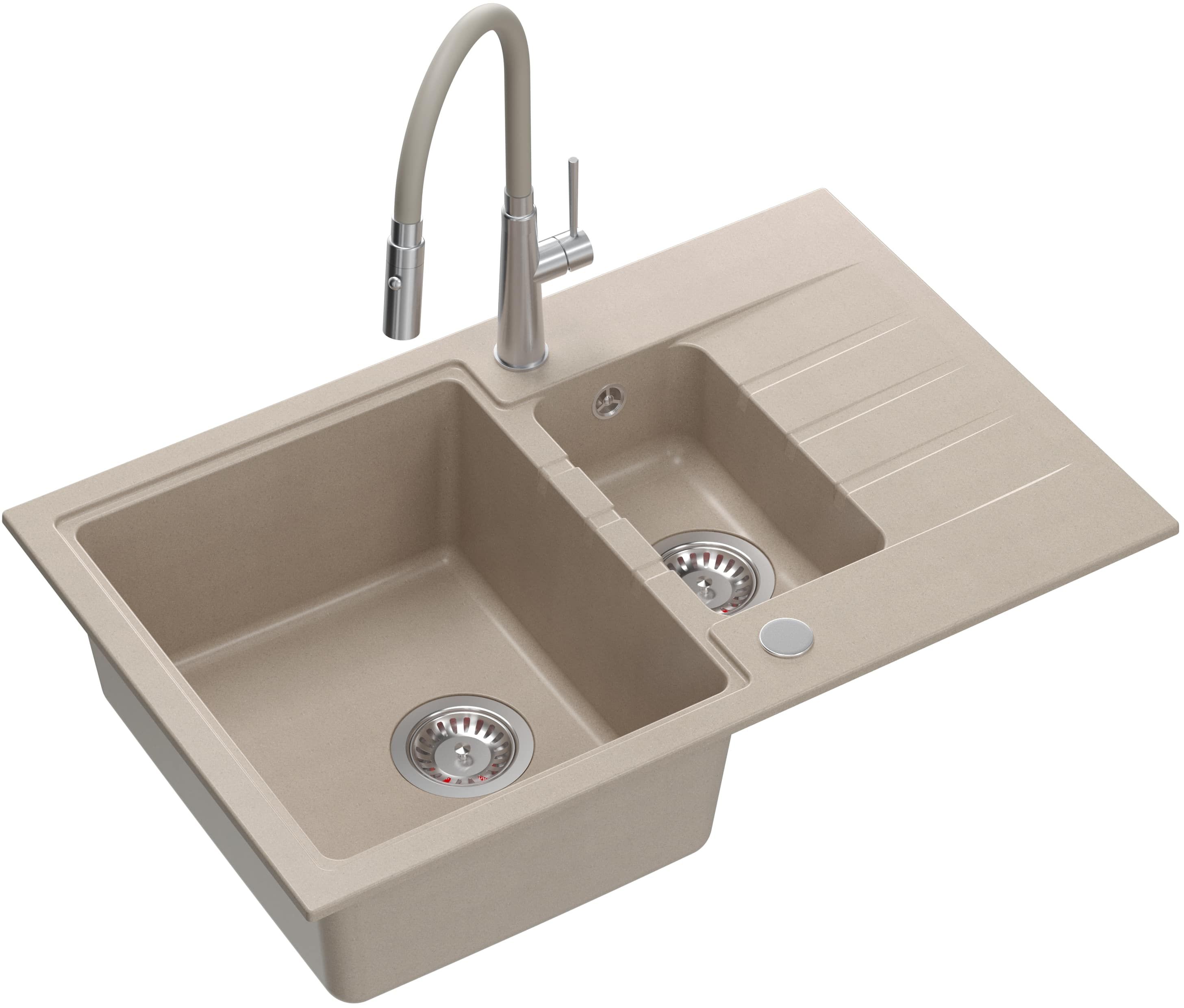 Darmowa Dostawa - Zlewozmywak z baterią beżowy/stal Quadron Peter HCQP57850BEZK3922505BSBE