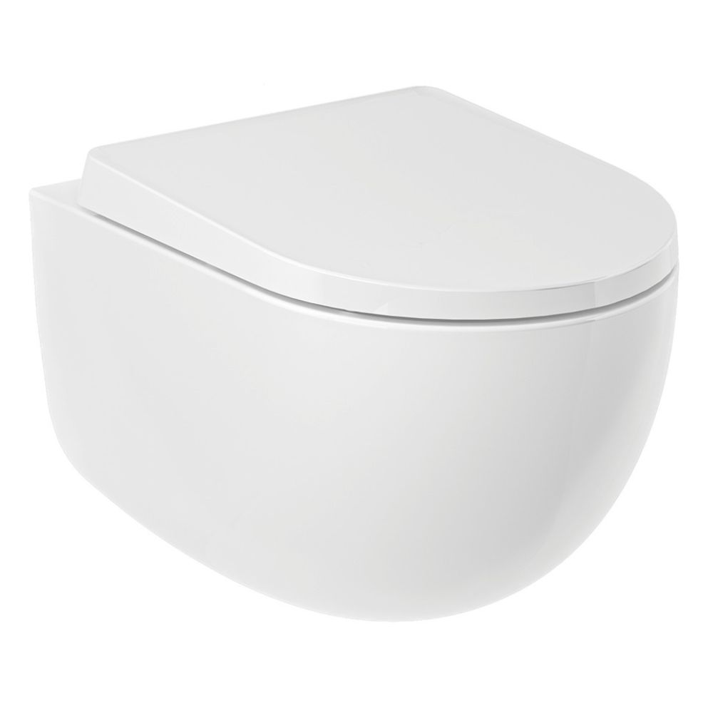 Darmowa Dostawa - Miska WC wisząca bez kołnierza ze spłukiwaniem wirowym biały połysk Kludi Resa D 24WCW0243