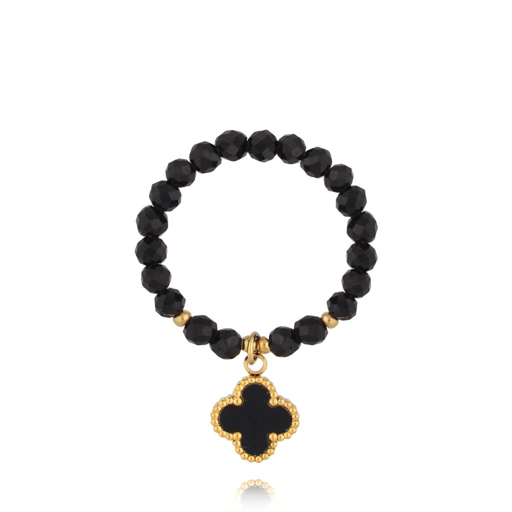 Pierścionek z turmalinami i koniczynką - By Dziubeka