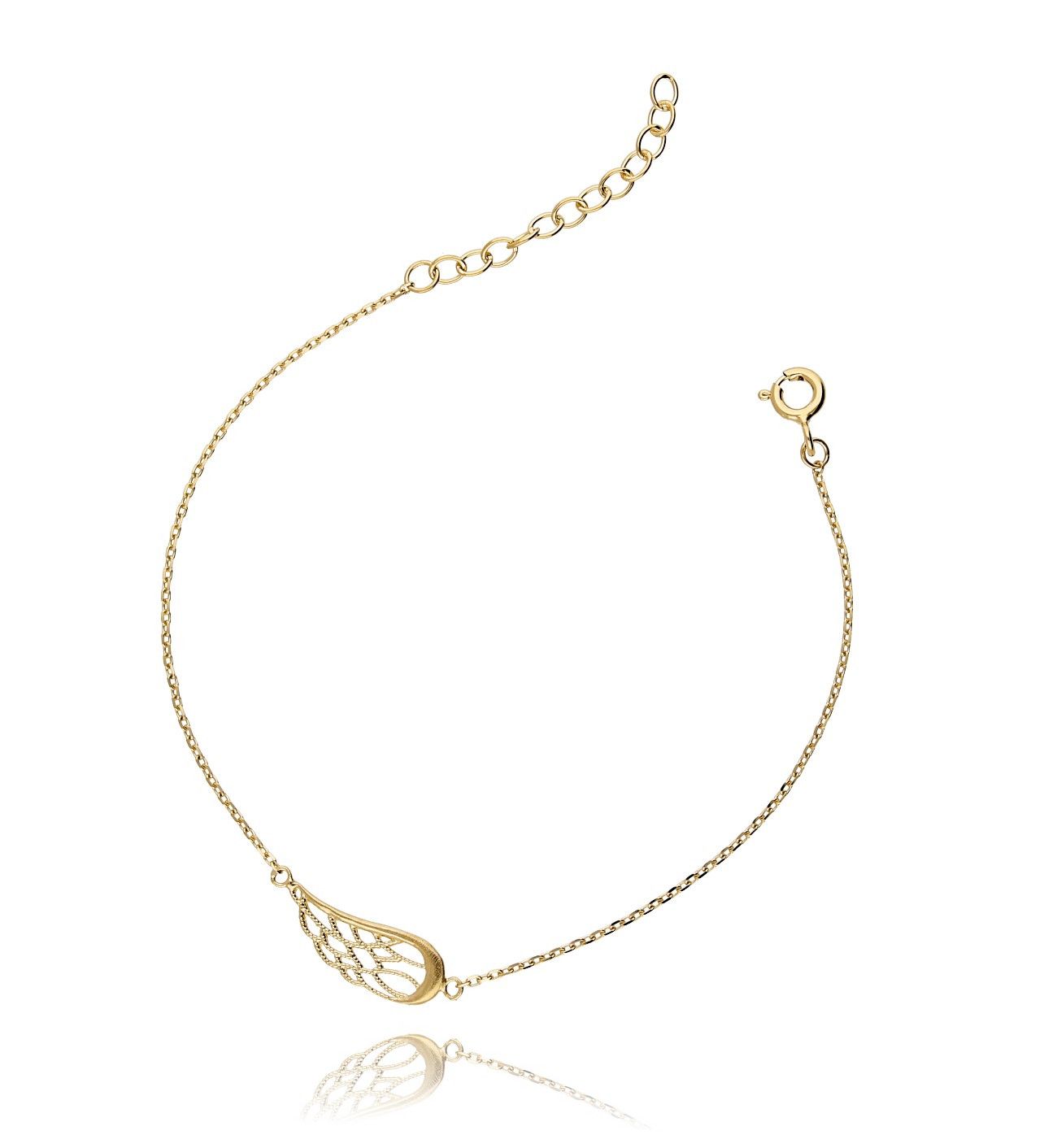 Bransoletka srebrna pozłacana ze skrzydłem - By Dziubeka