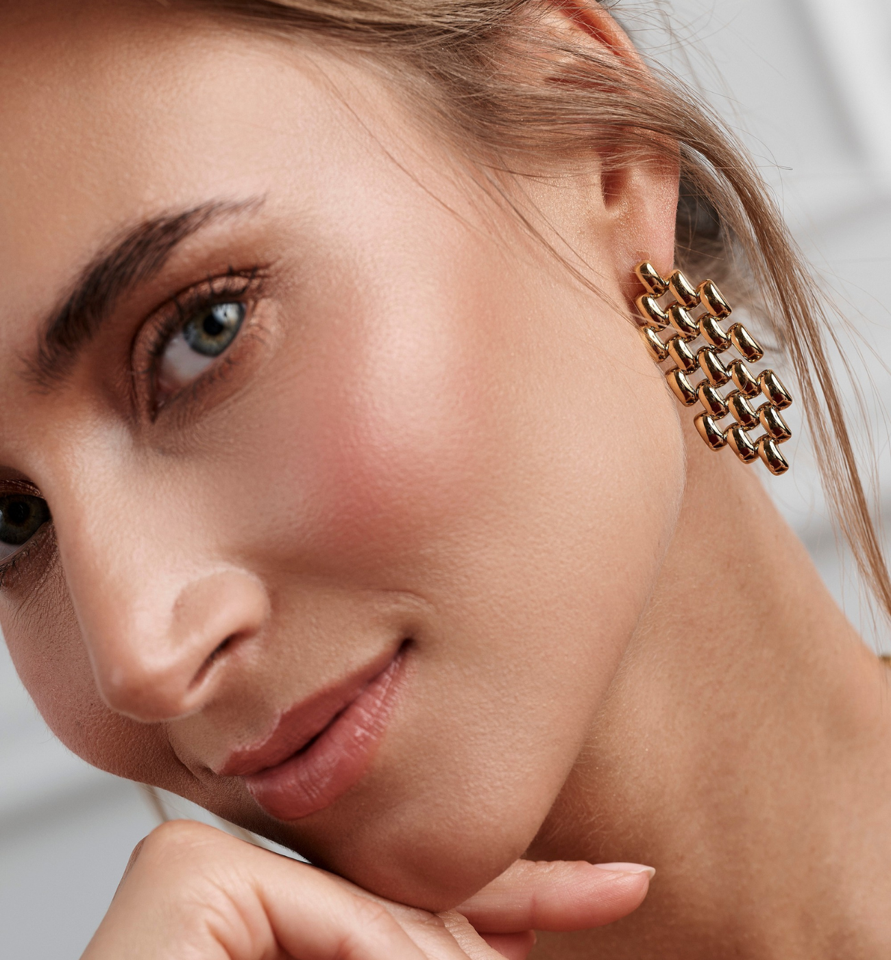 Kolczyki złote z łańcuchem KSY0332 - By Dziubeka