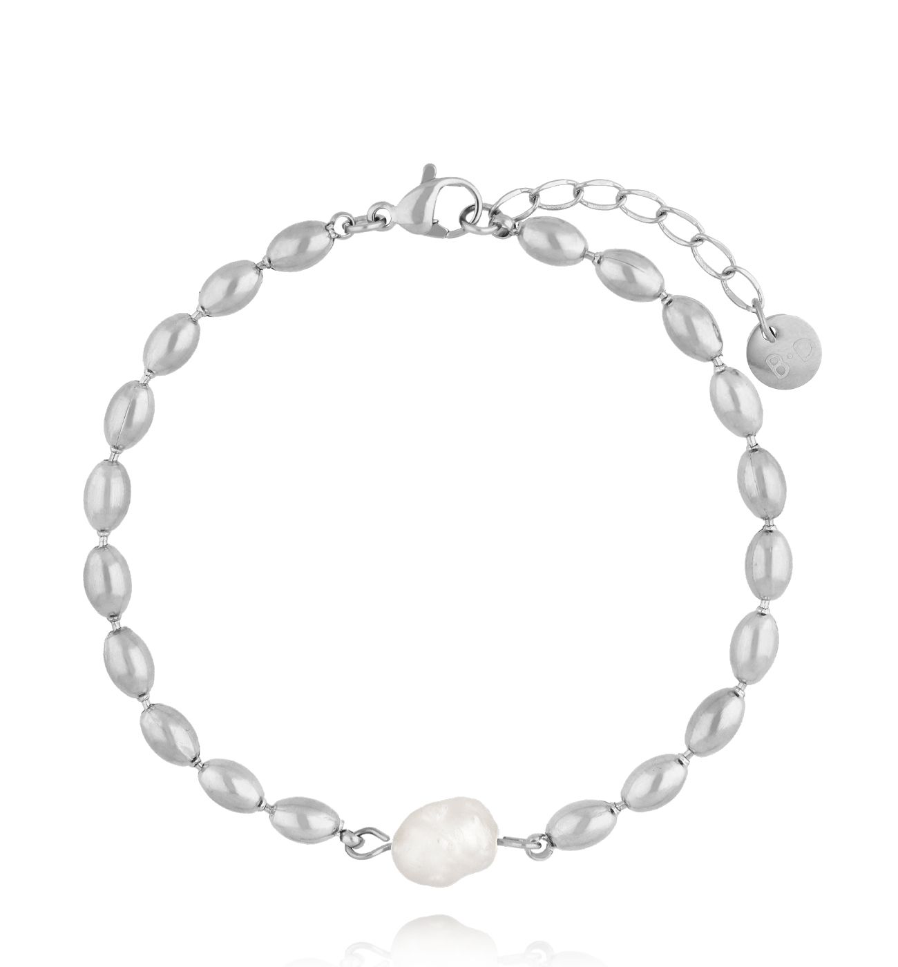 Bransoletka z perłą srebrna BSY0348 - By Dziubeka