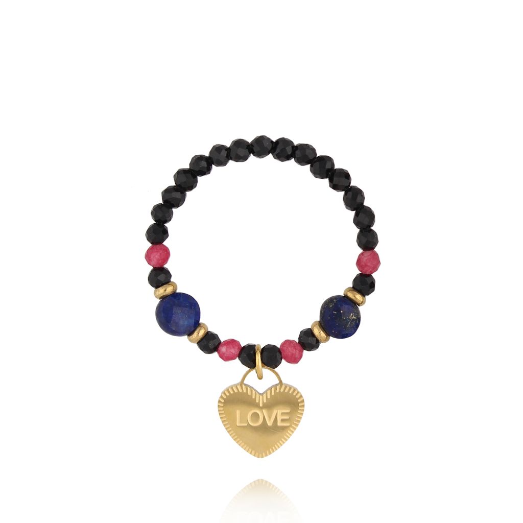 Pierścionek z serduszkiem i turmalinami - By Dziubeka