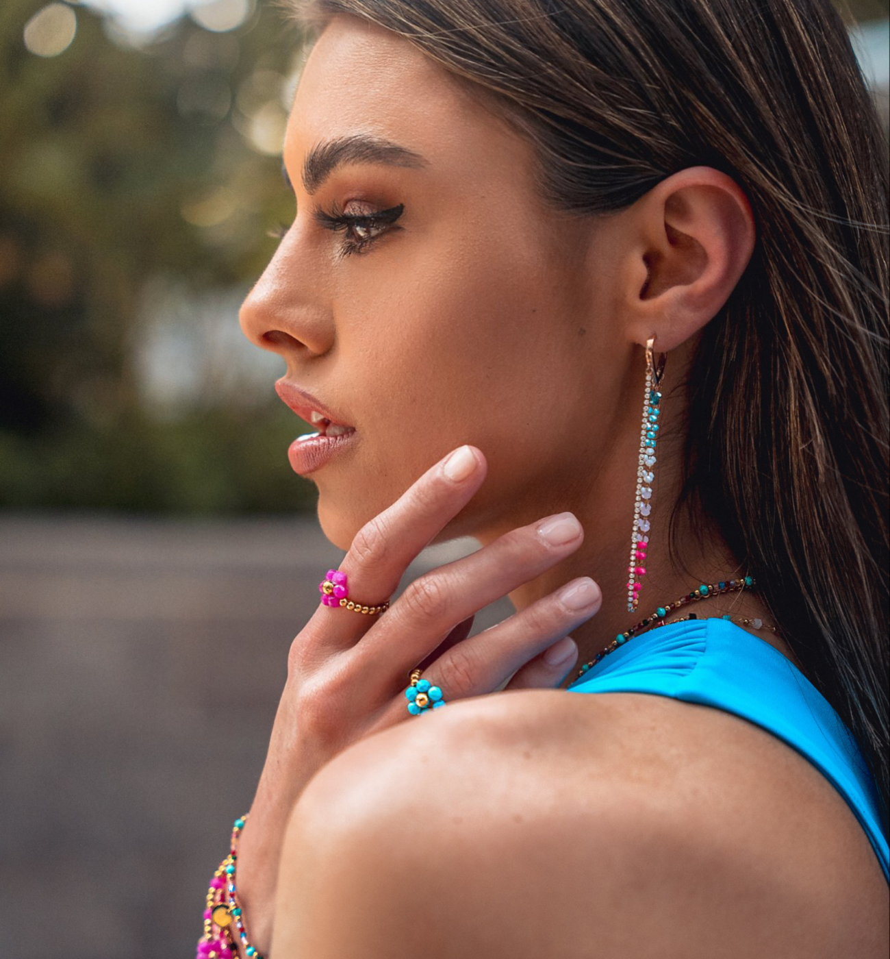 Kolczyki kolorowe długie Boho Summer KSC0108