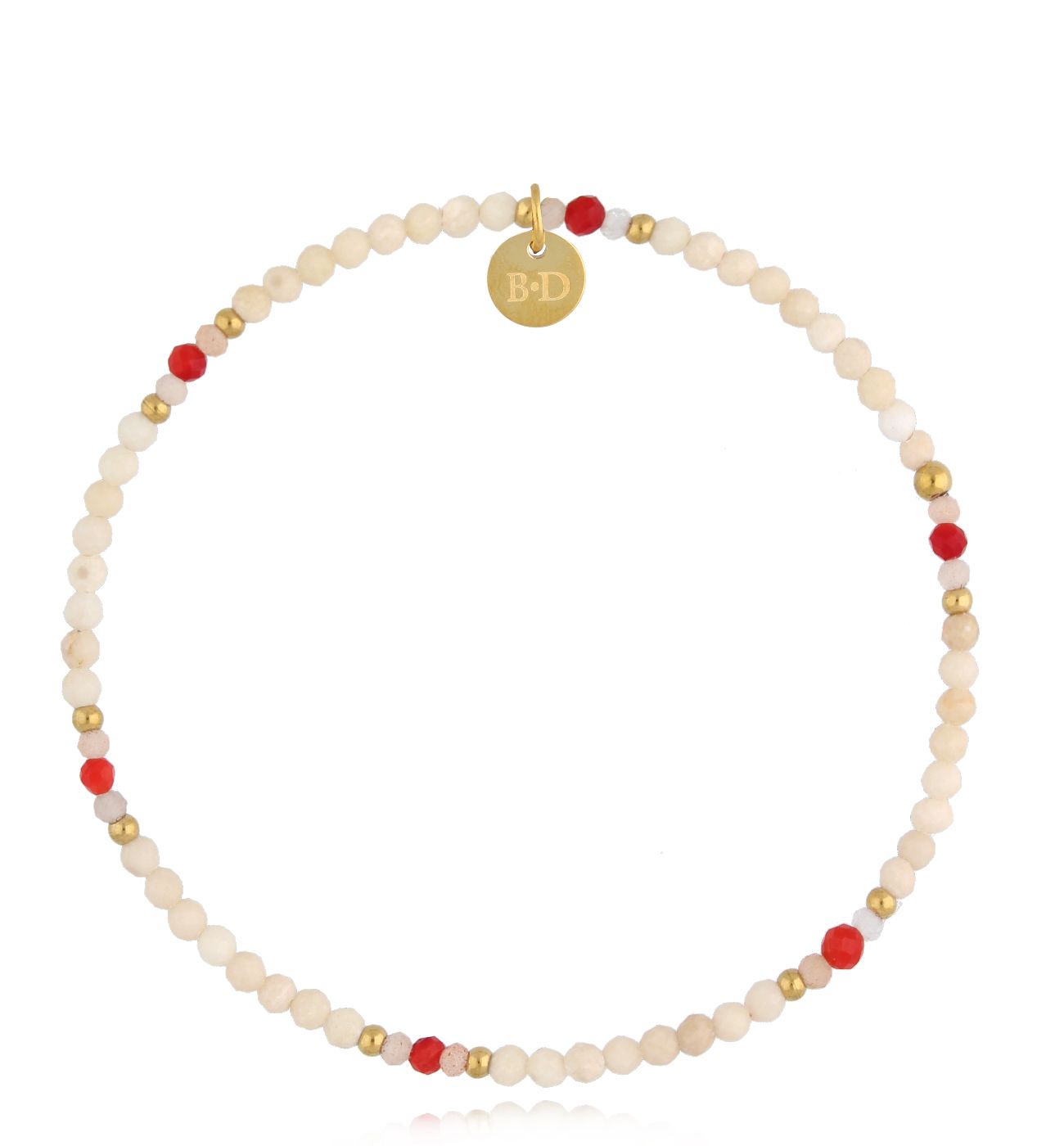 Bransoletka kremowy z kamieniami naturalnymi Nada - By Dziubeka