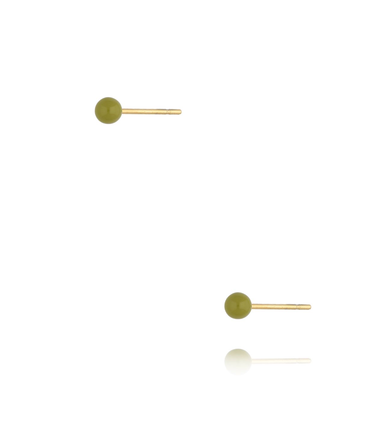 Kolczyki kulki z zieloną emalią 3 mm Enamel Balls - By Dziubeka