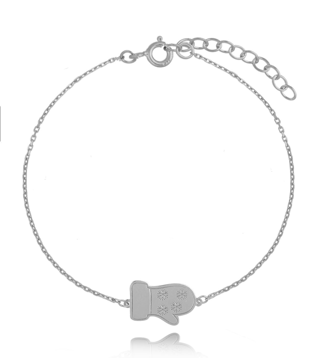 Bransoletka srebrna z rękawiczką I love winter - By Dziubeka