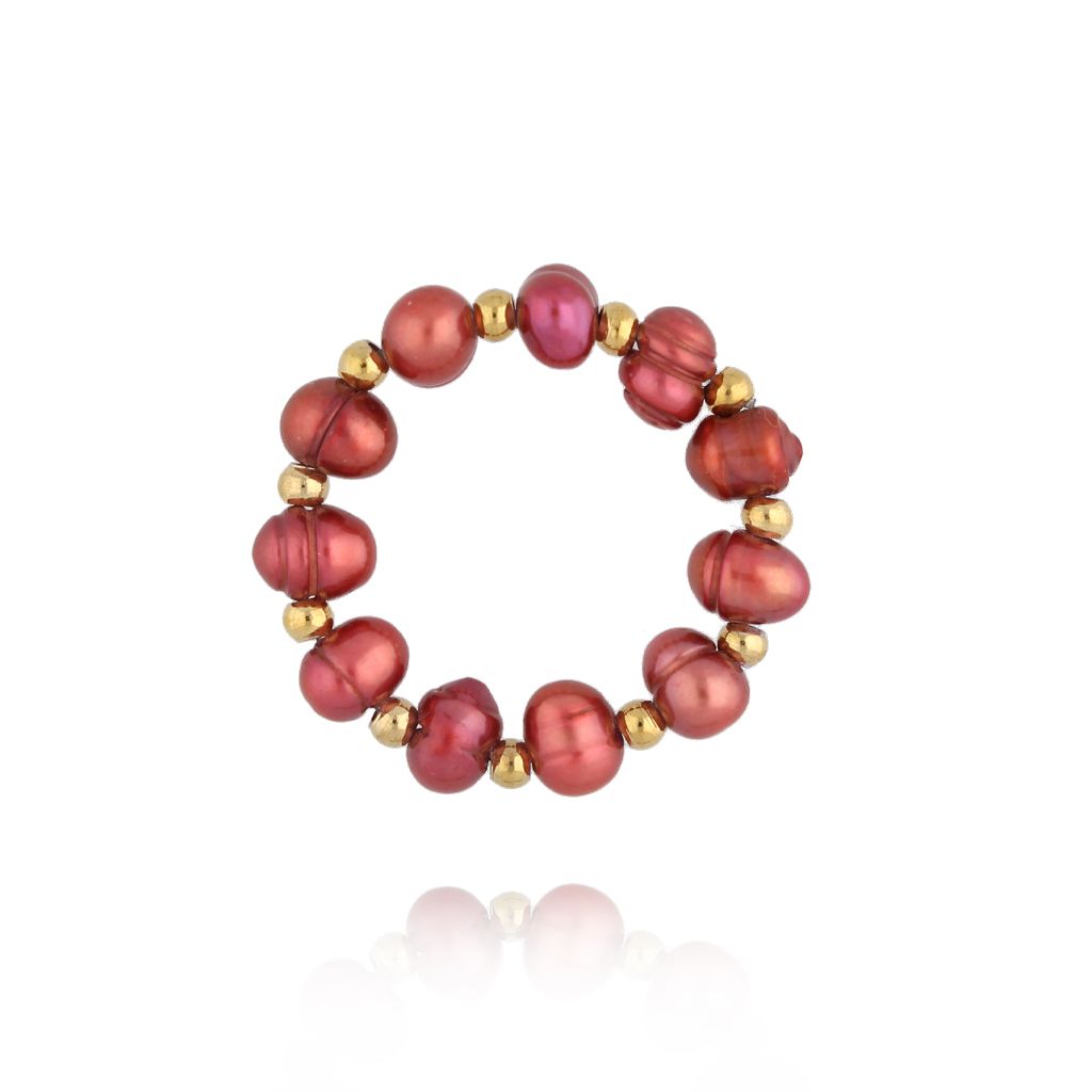 Pierścionek z czerwonymi perłami - By Dziubeka