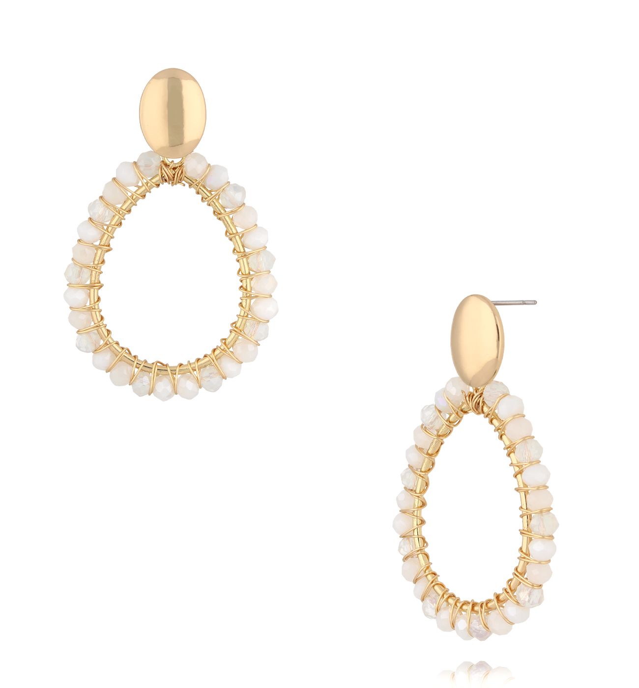 Kolczyki łezki z mlecznymi kryształkami KWE0278 - By Dziubeka