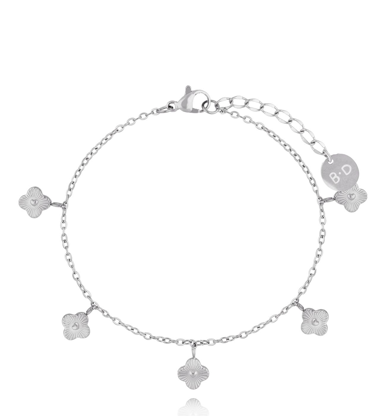 Bransoletka ze srebrnymi koniczynkami BSY0199 - By Dziubeka