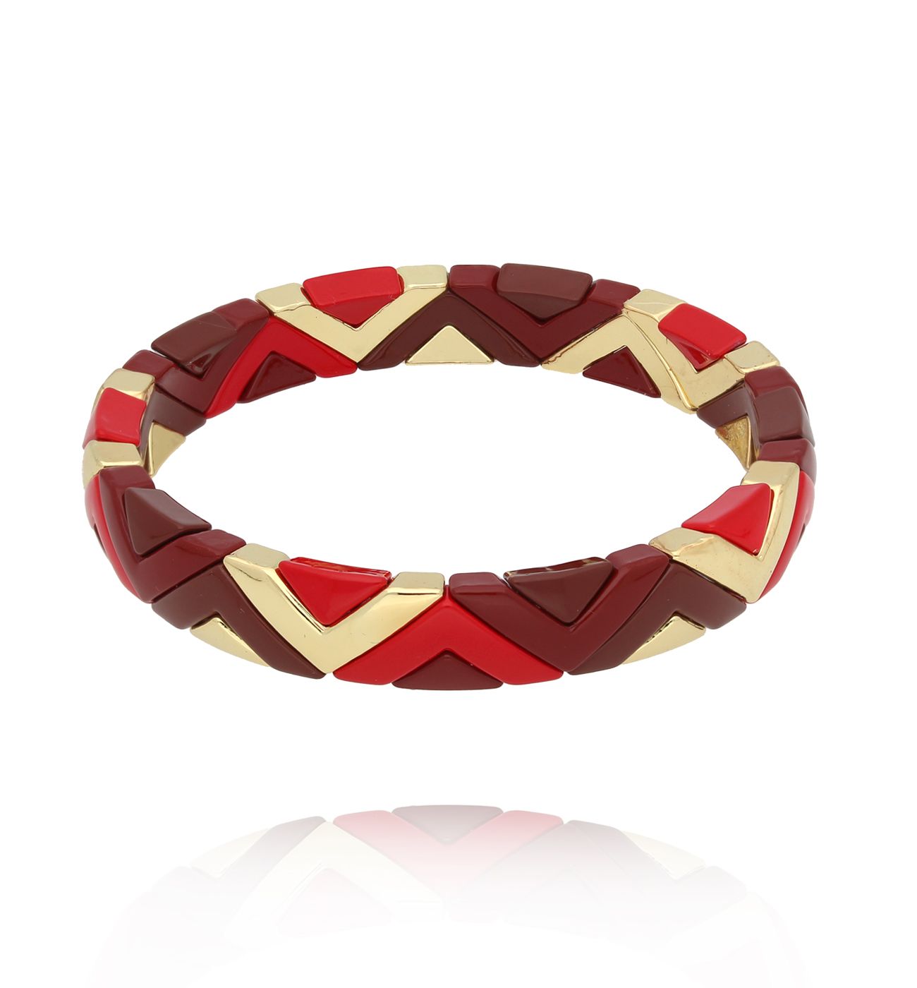 Bransoletka modułowa w odcieniach czerwieni i złota BCR0058 - By Dziubeka