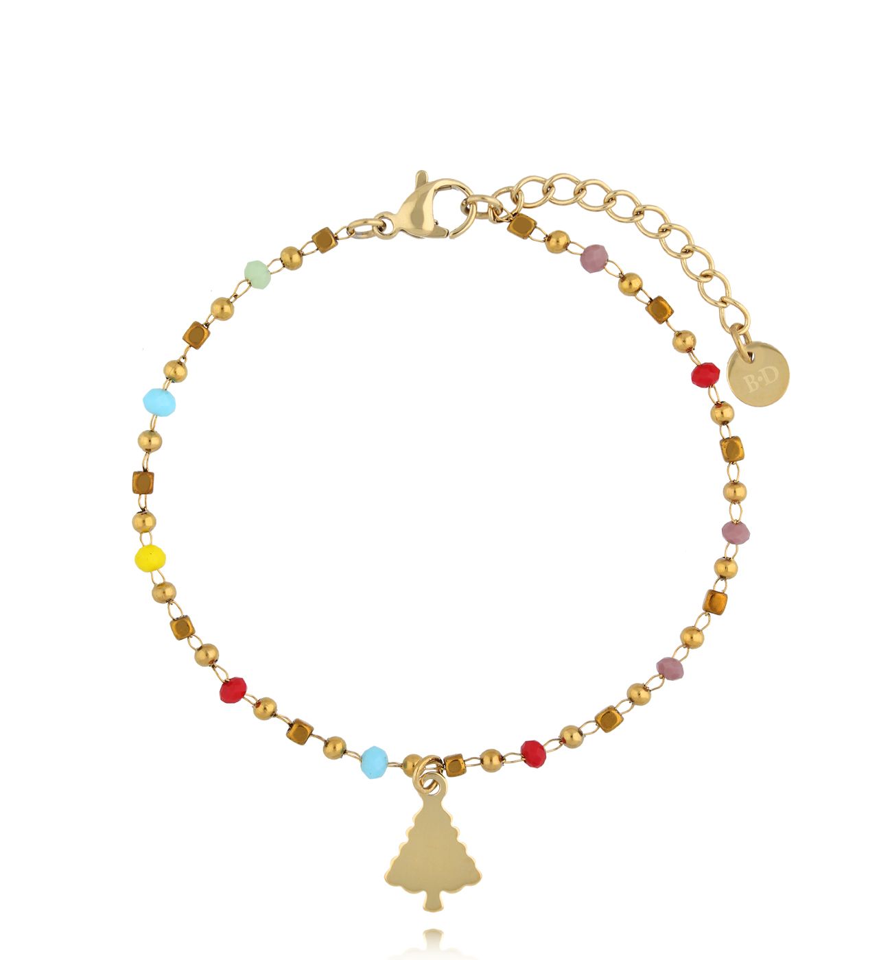 Bransoletka świąteczna kolorowa z choinką - By Dziubeka