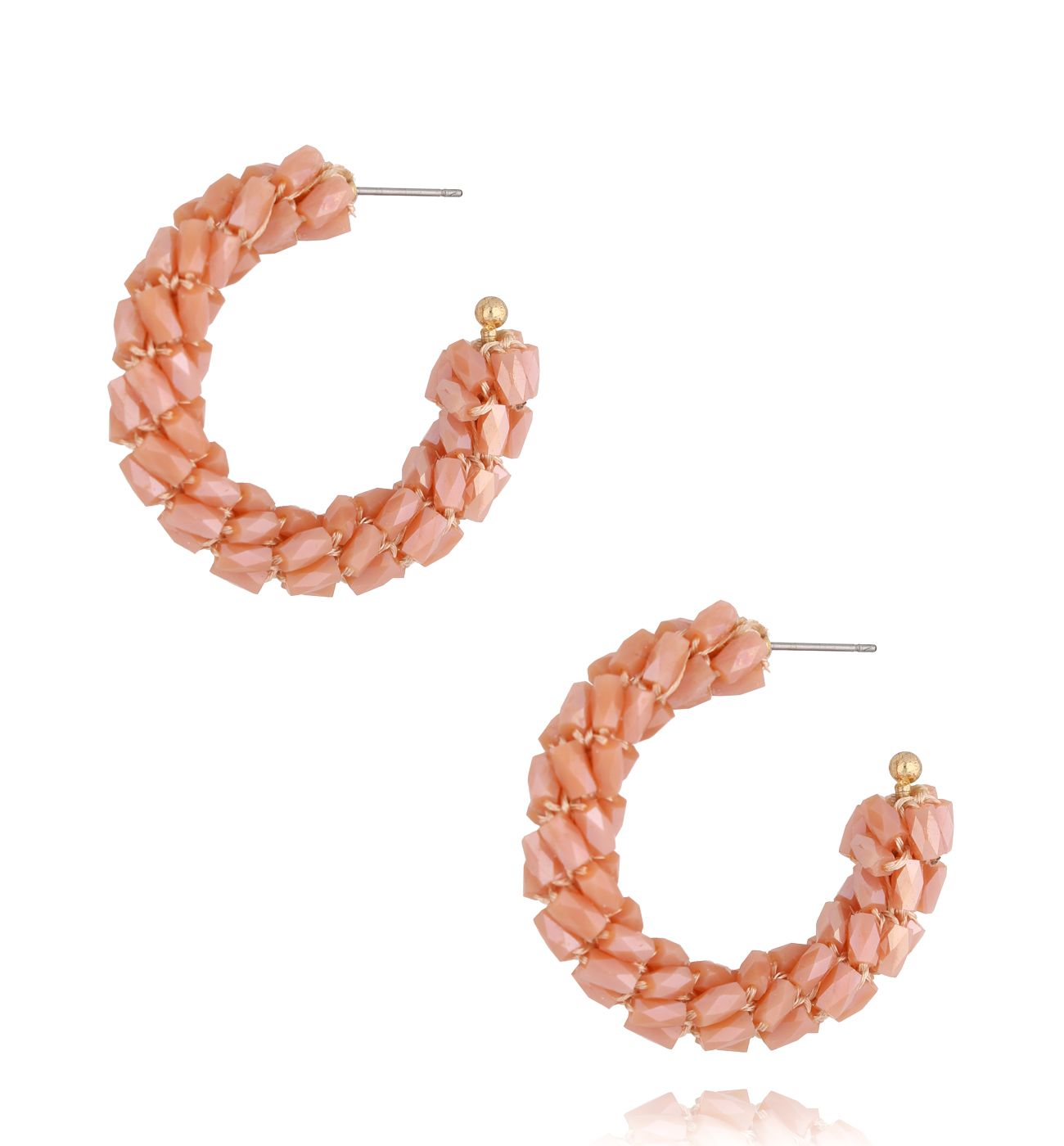 Kolczyki brzoskwiniowe z kryształkami Descansar KWE0100 - By Dziubeka